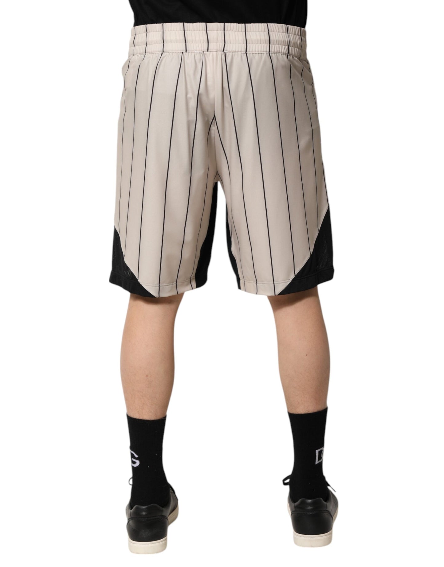 Dolce & Gabbana Off White Polyester DG Logo Sweatshorts Shorts