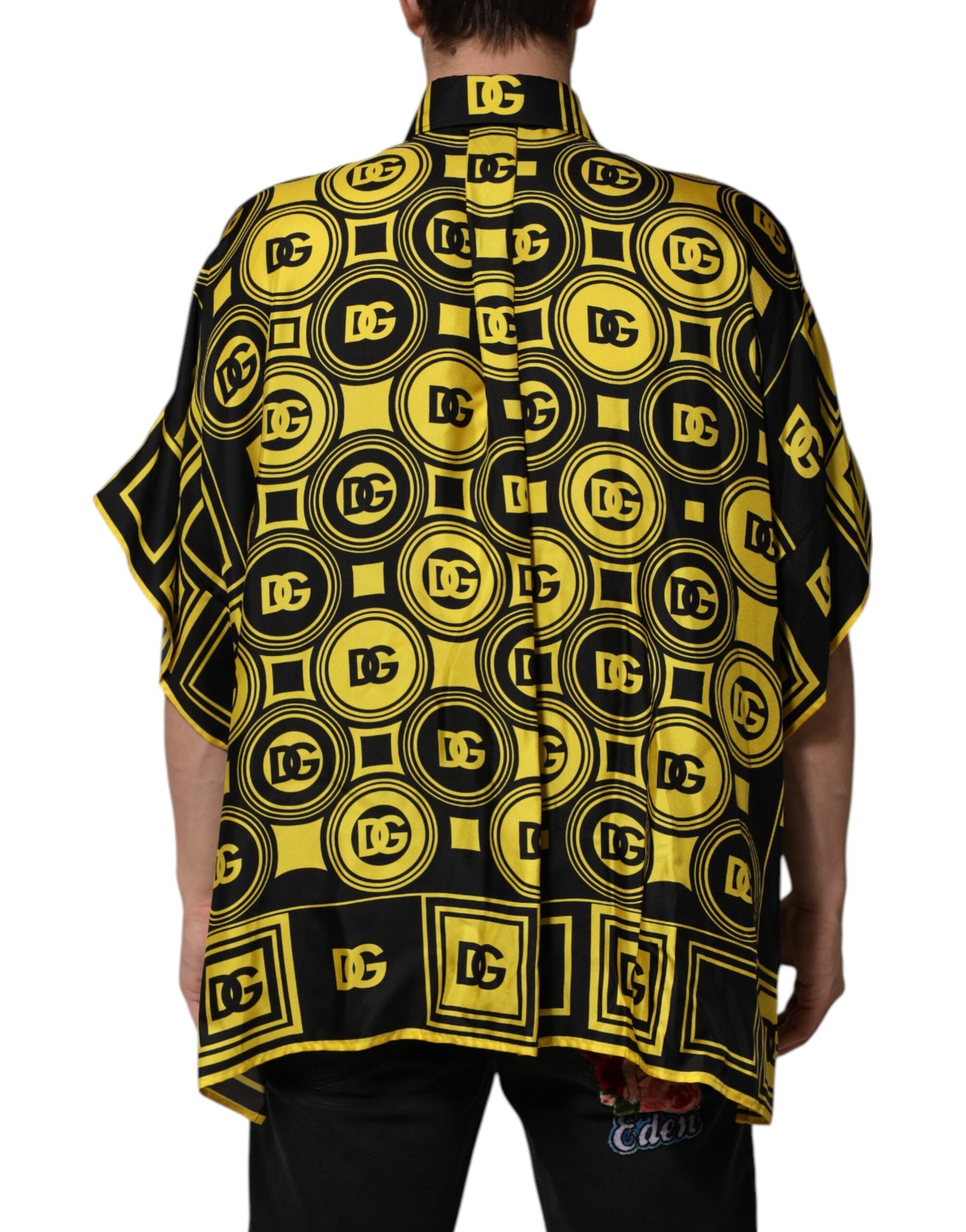 Yellow Silk Silver DG Logo Geometric T-shirt