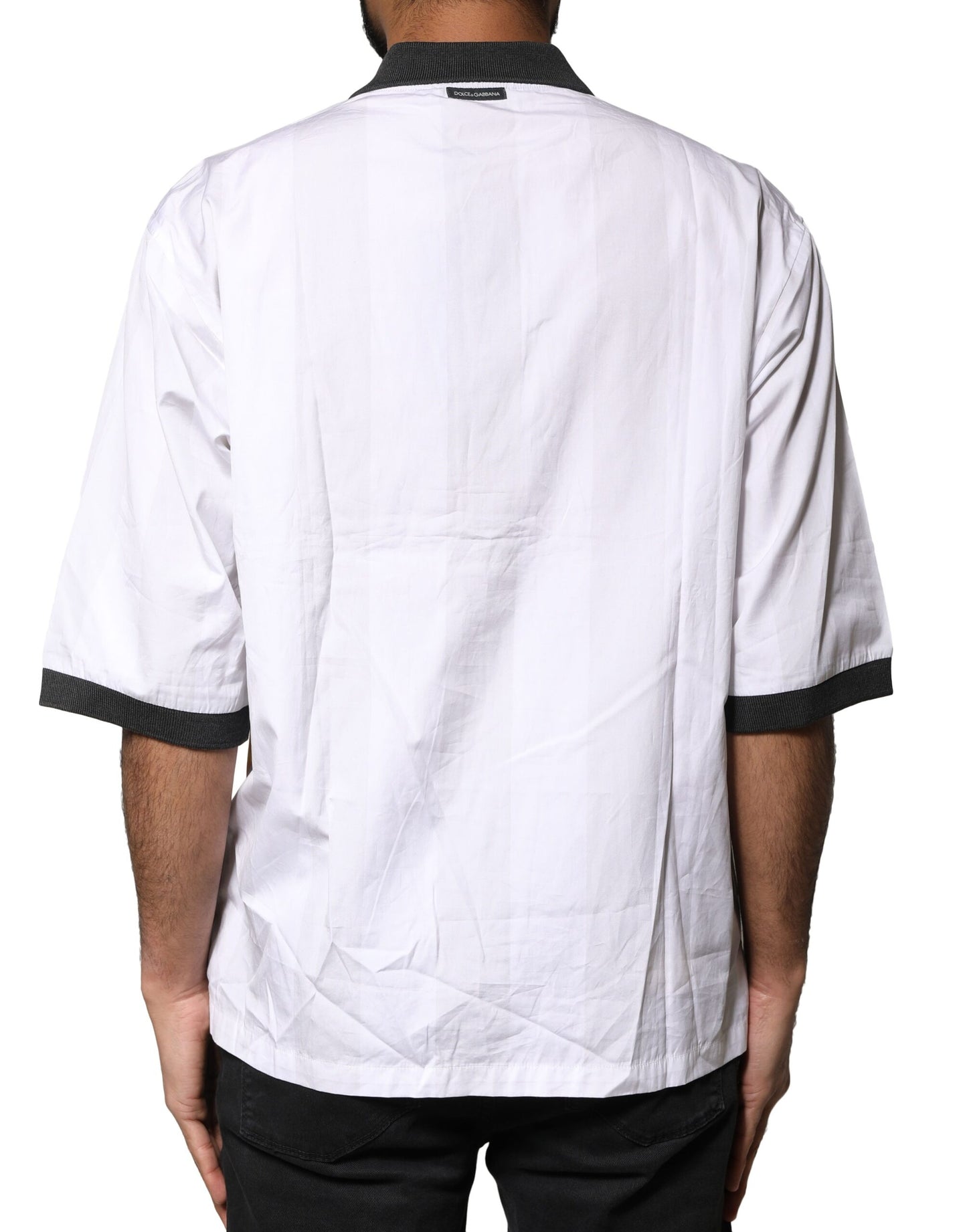 White Sketch Print Oversized Mens Polo T-shirt