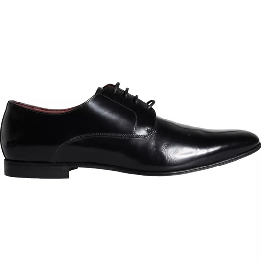 Black Calfskin Leather Derby Shoes