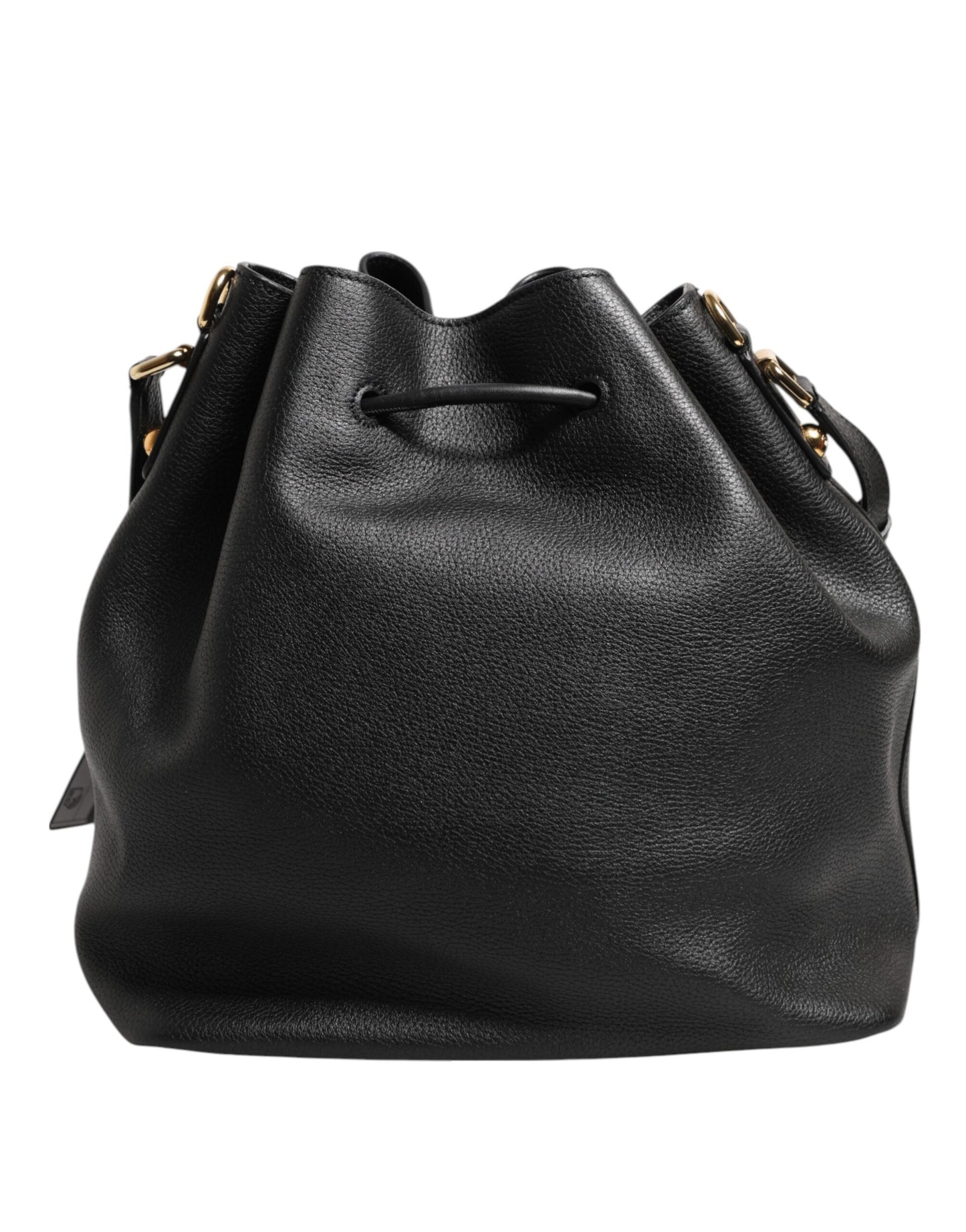 Black Leather Shoulder Crossbody Bucket DOLCE Bag