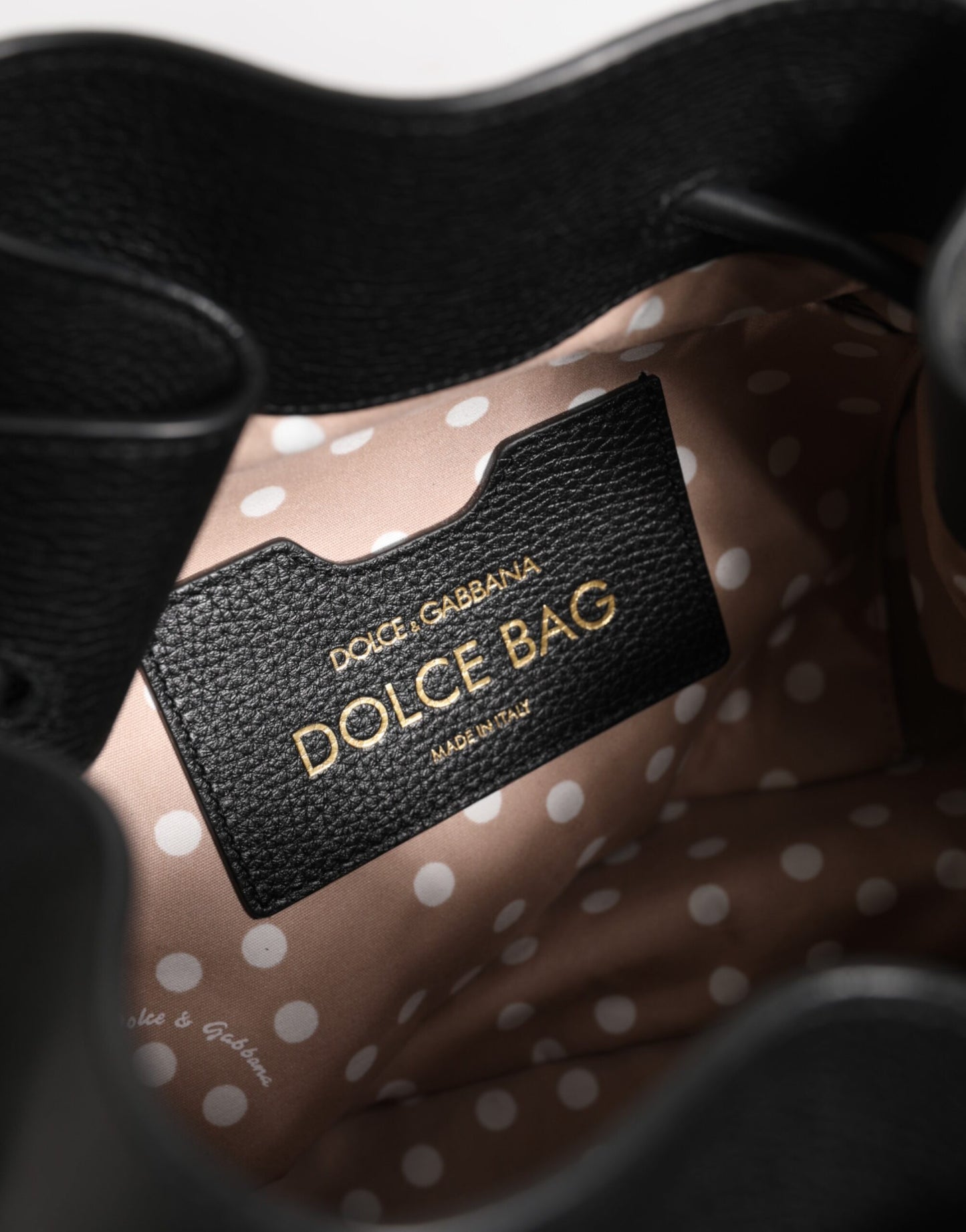 Black Leather Shoulder Crossbody Bucket DOLCE Bag