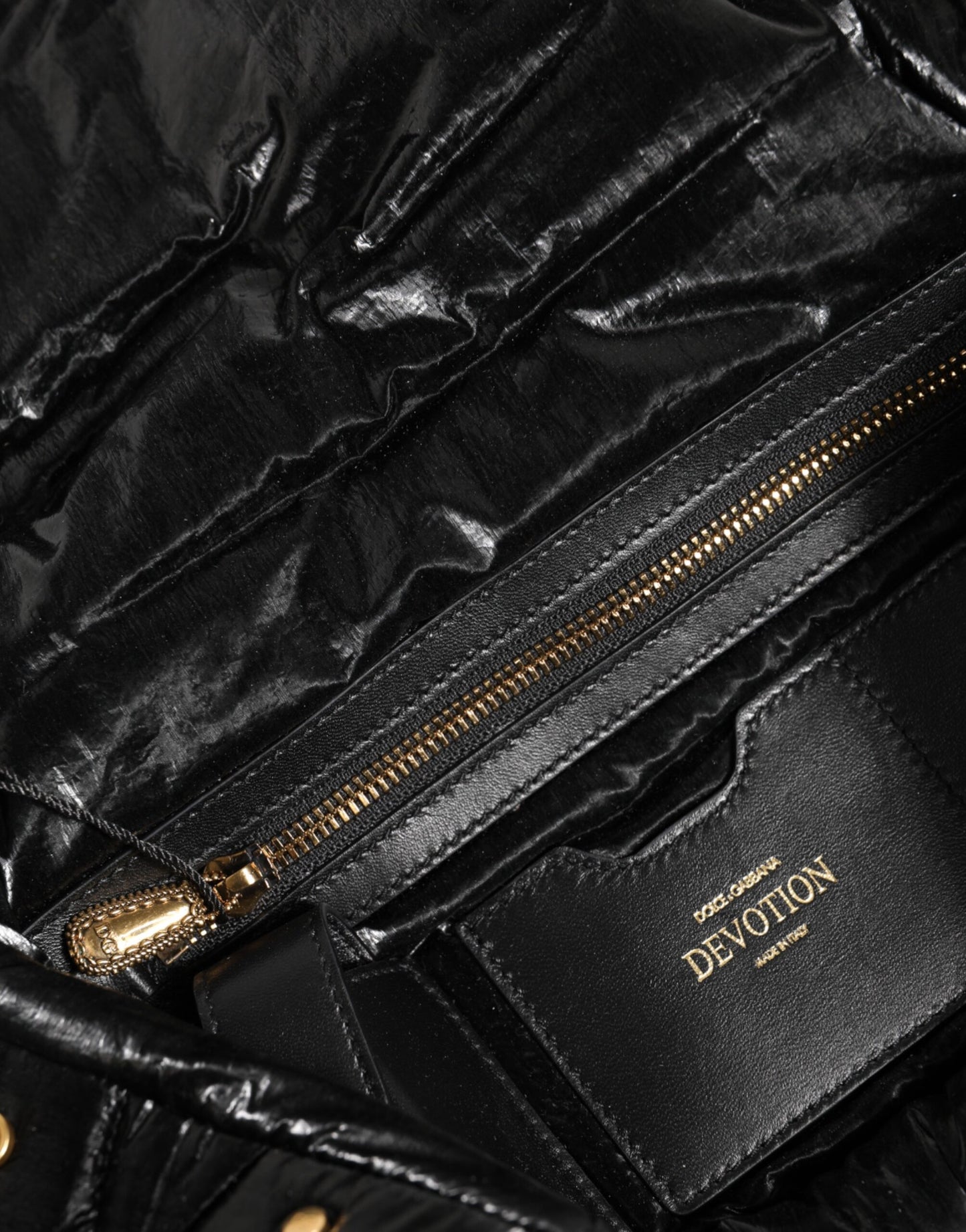 Black Quilted Nylon Devotion Satchel Chain Strap Bag