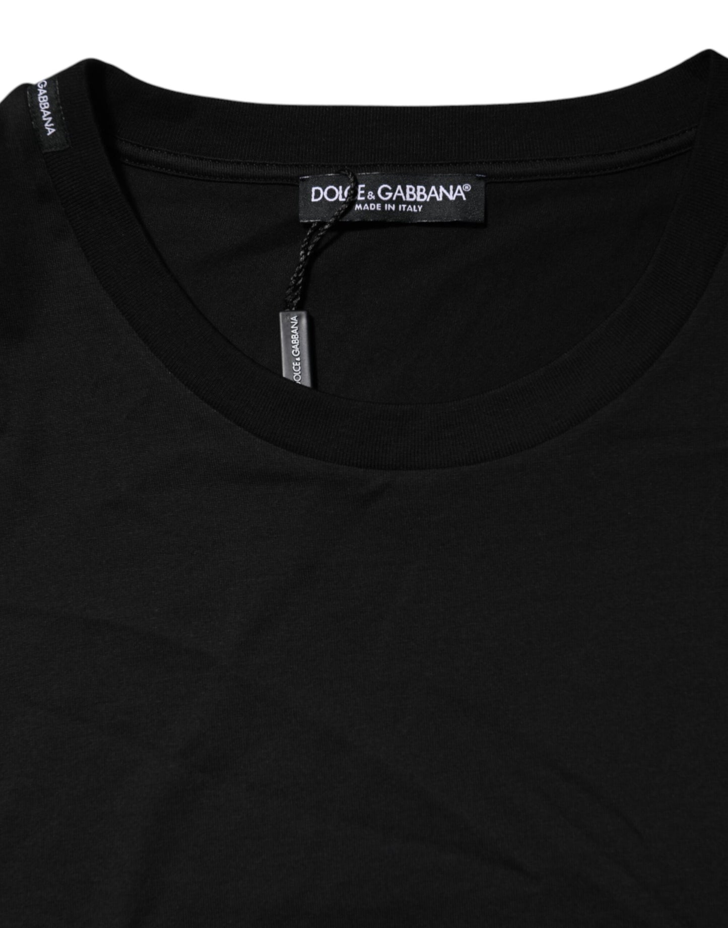 Black Cotton Crew Neck Short Sleeves T-shirt