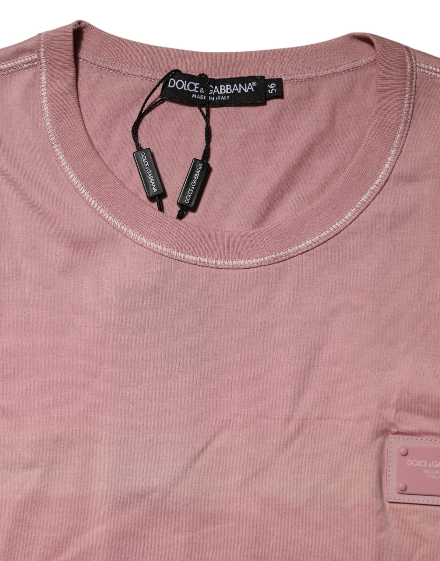 Pink Logo Plaque Cotton Crew Neck T-shirt