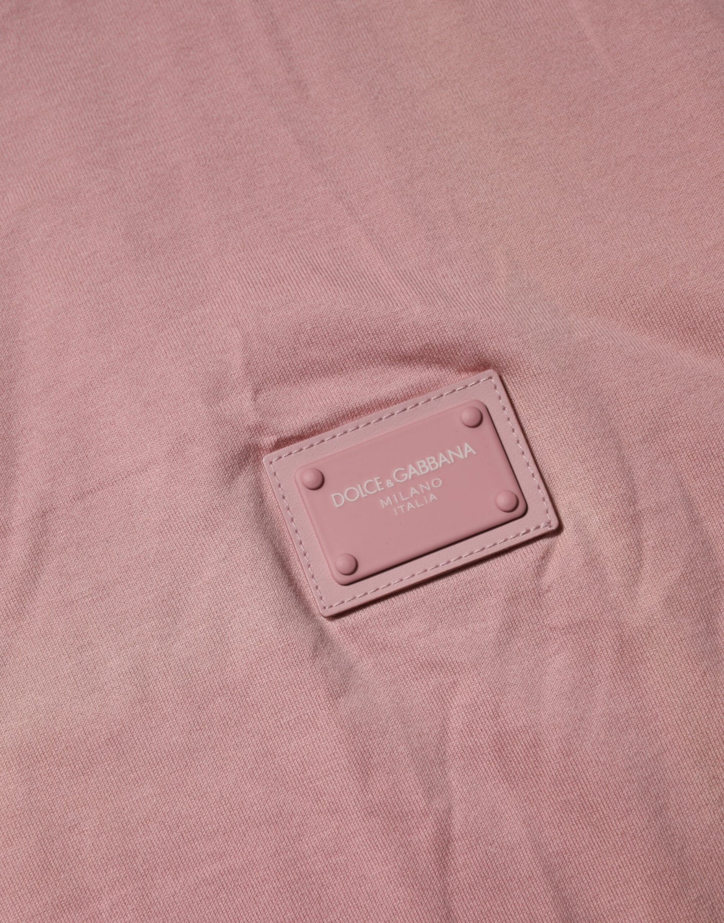Pink Logo Plaque Cotton Crew Neck T-shirt
