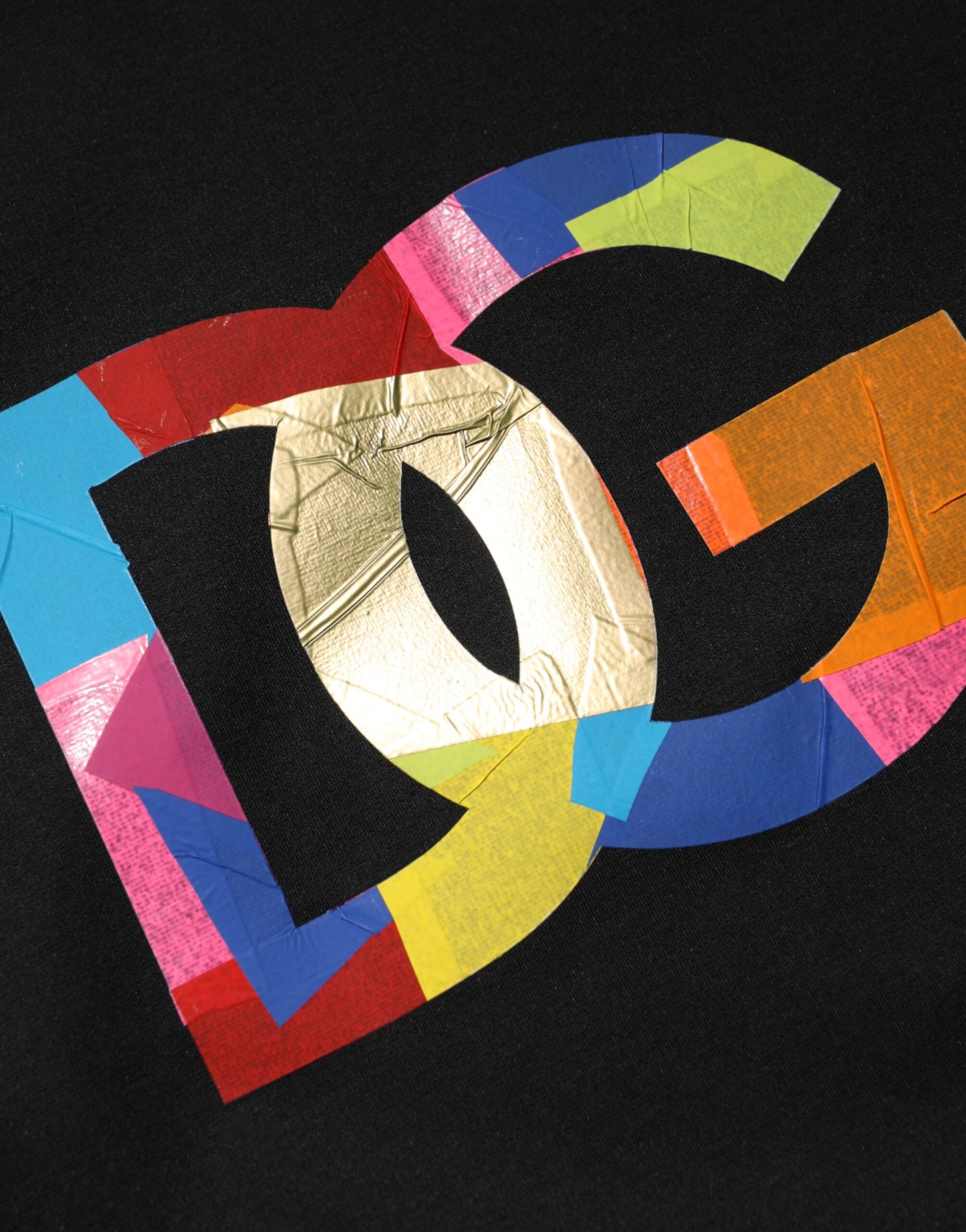 Black DG Logo Print Cotton Crew Neck T-shirt