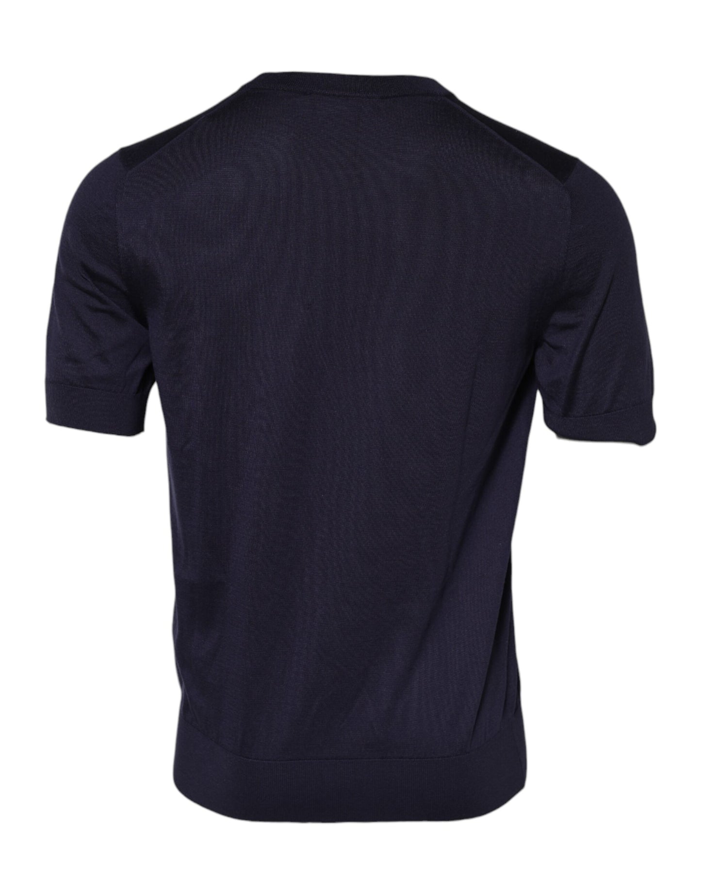 Dolce & Gabbana Dark Blue Silk Crew Neck Short Sleeves T-shirt