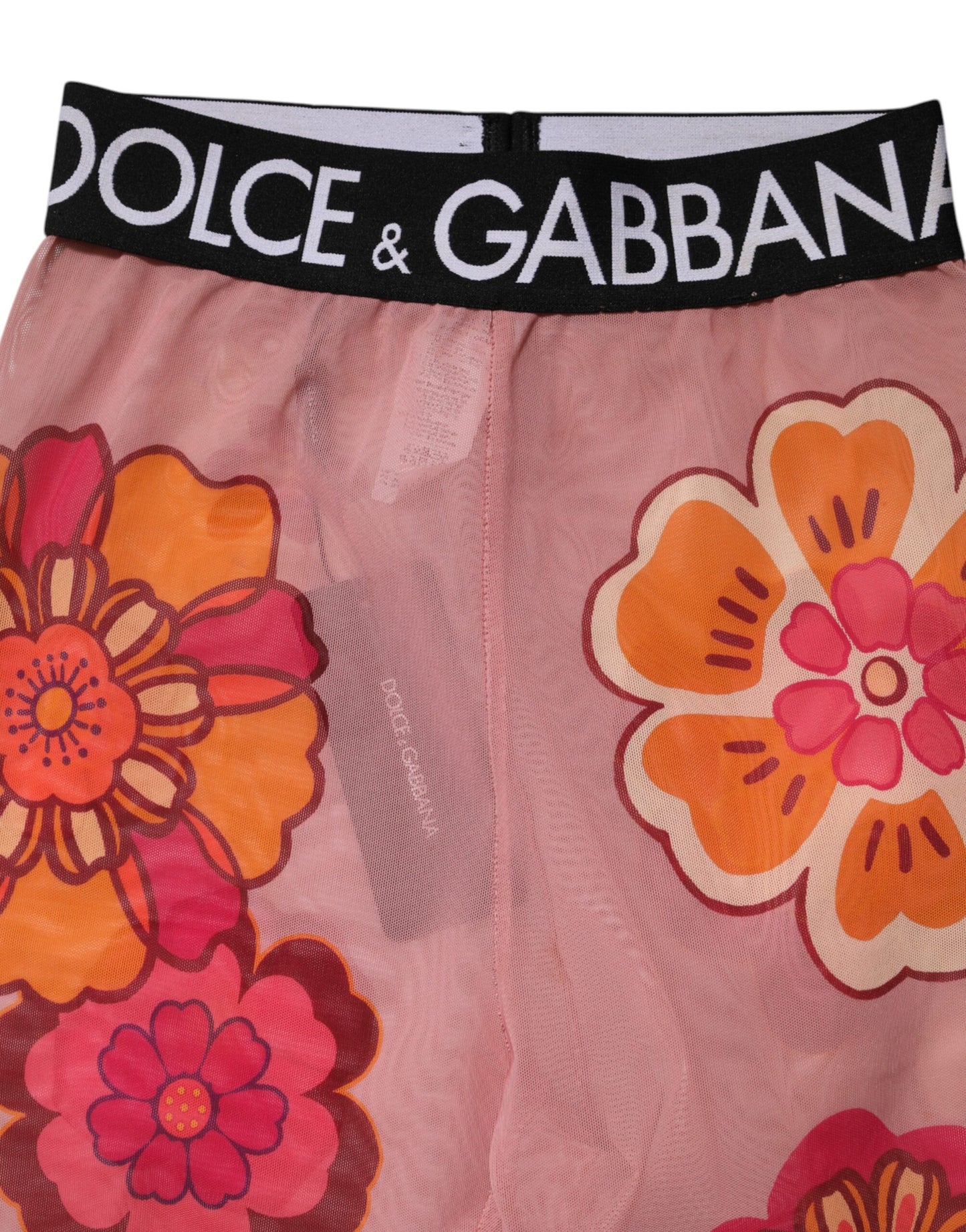 Dolce & Gabbana Pink Floral Leggings Stretch Waist Pants
