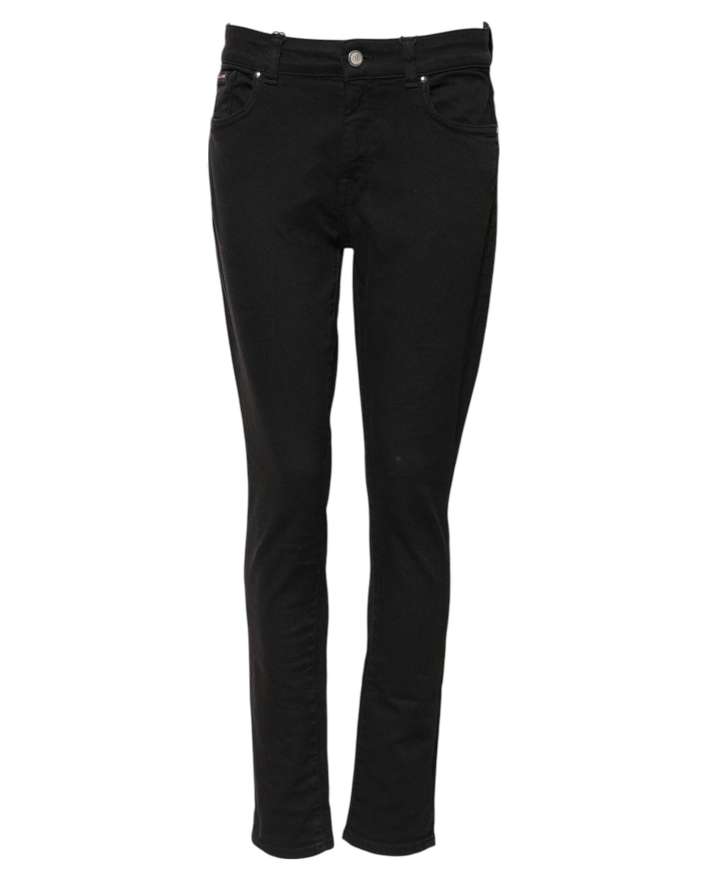 Black Cotton Skinny Mid Waist Denim Jeans