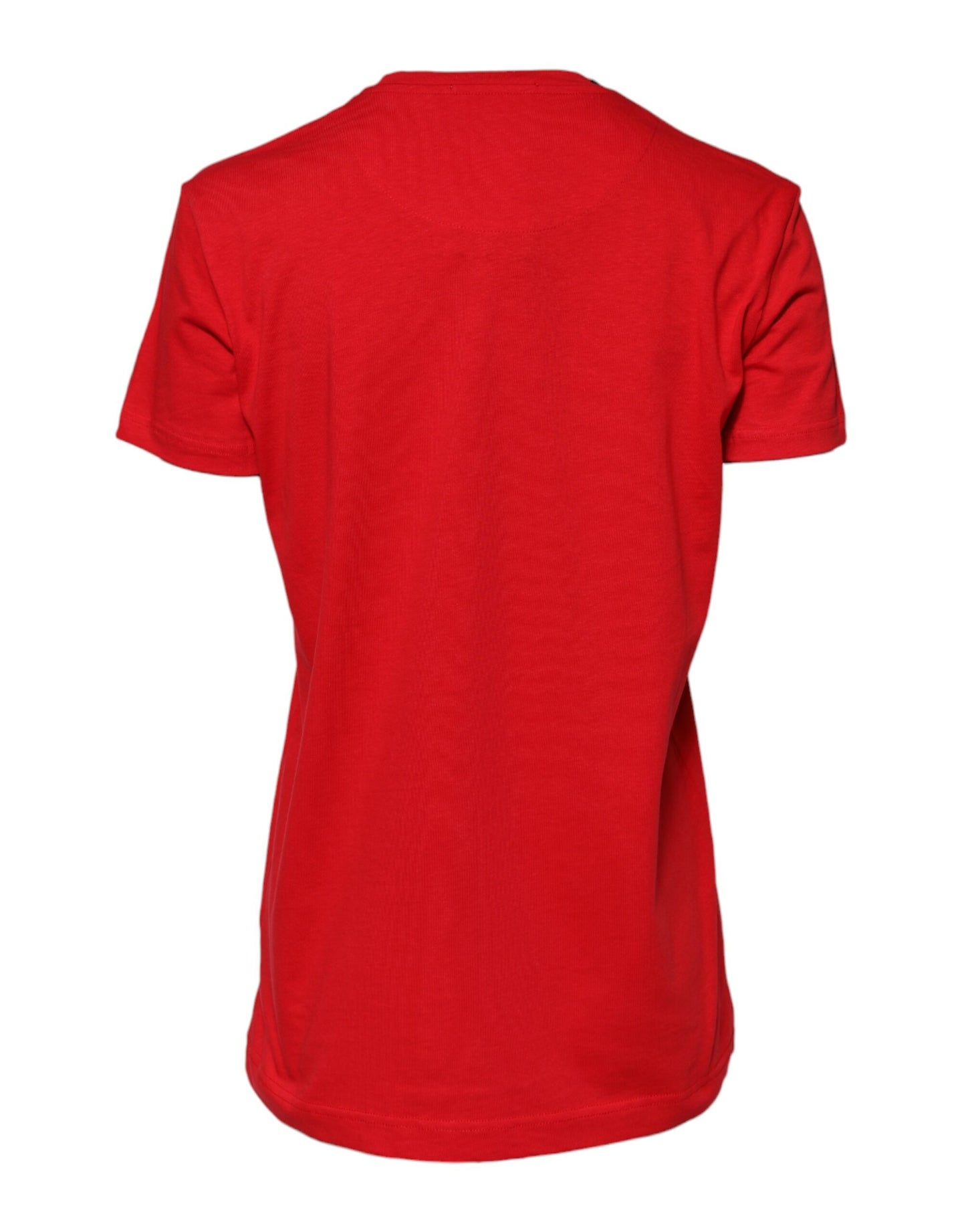 Red Cotton Crew Neck Short Sleeves Top T-shirt