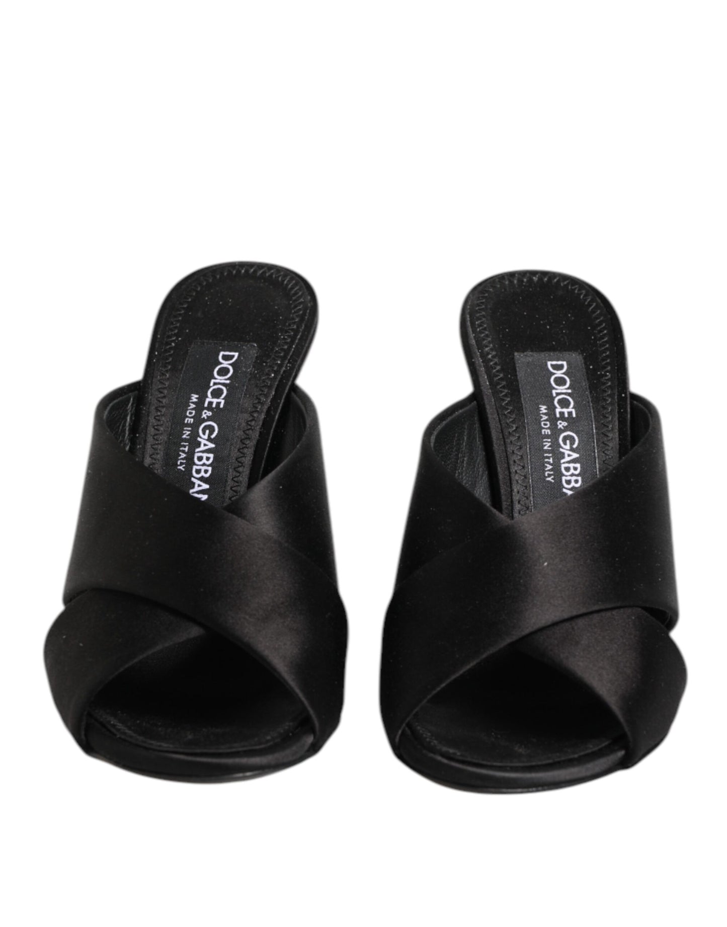 Dolce & Gabbana Black Logo KEIRA Satin Slides Sandals Shoes
