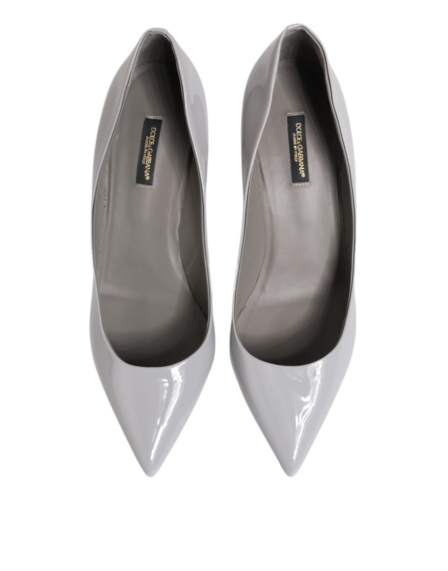 Dolce & Gabbana Light Gray Leather Kitten Heels Pumps Shoes