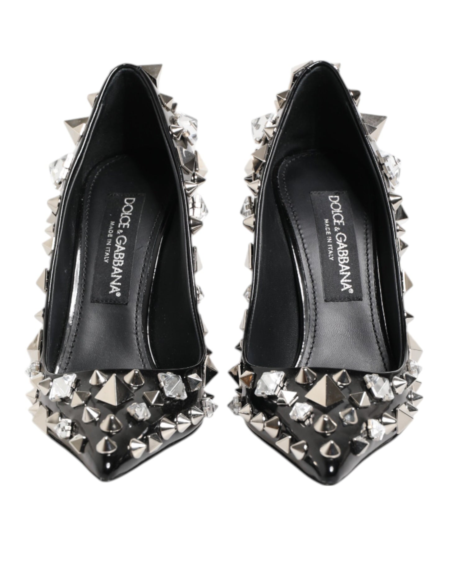 Dolce & Gabbana Black Crystals Studs Stiletto Pumps Shoes