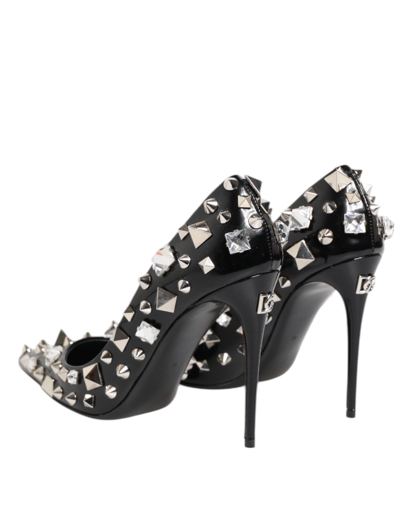 Dolce & Gabbana Black Crystals Studs Stiletto Pumps Shoes
