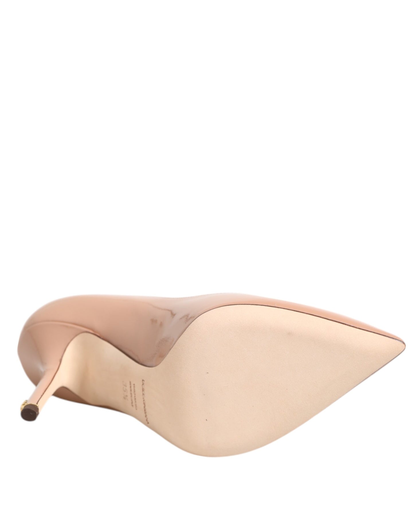 Beige Patent Leather Stiletto Heel Pump  Shoes