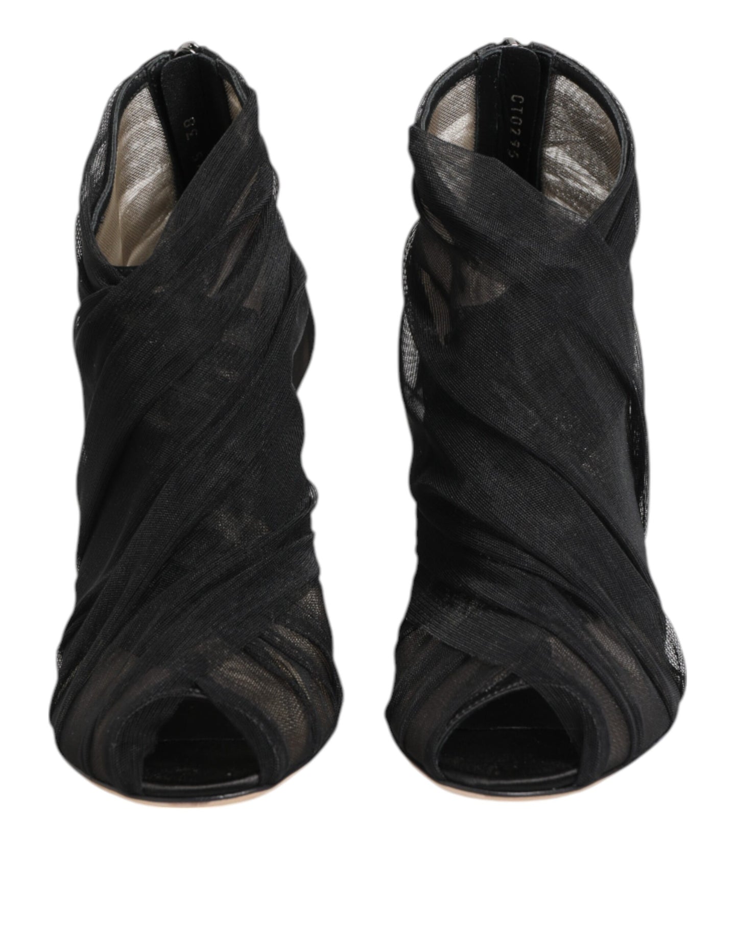 Dolce & Gabbana Black Mesh Stiletto Heels Ankle Boots Shoes