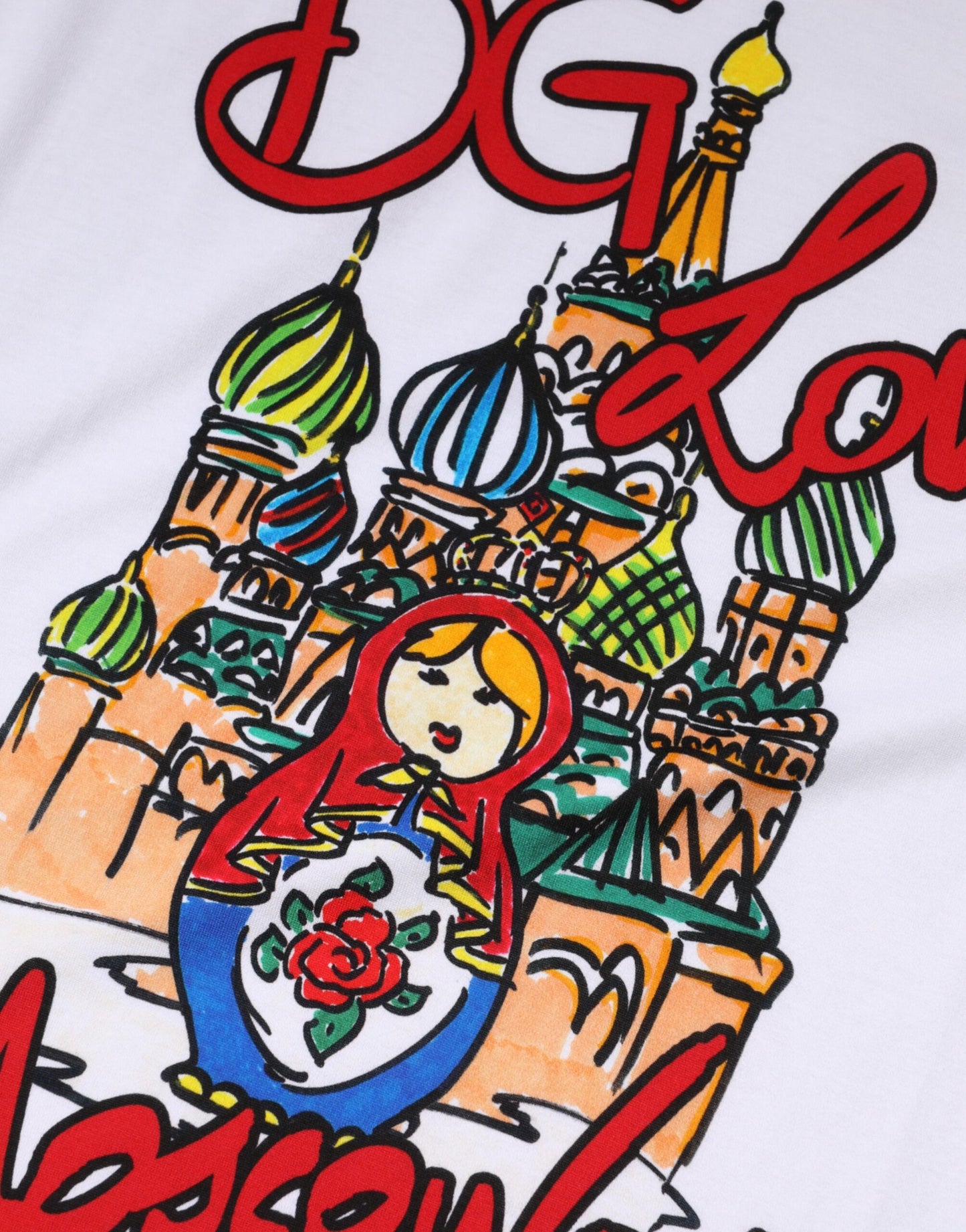 White DG Loves Moscow Crew Neck  T-shirt