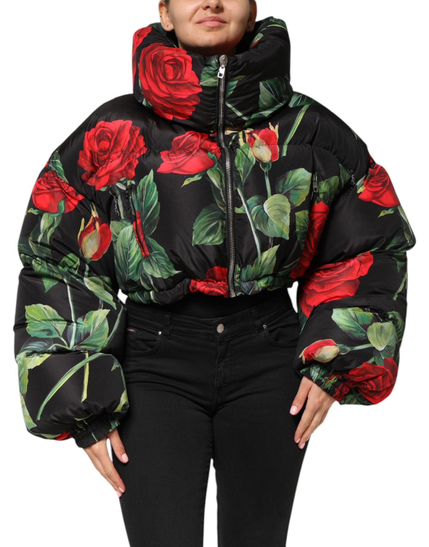 Dolce & Gabbana Multicolor Floral Puffer Coat Full Zip Jacket