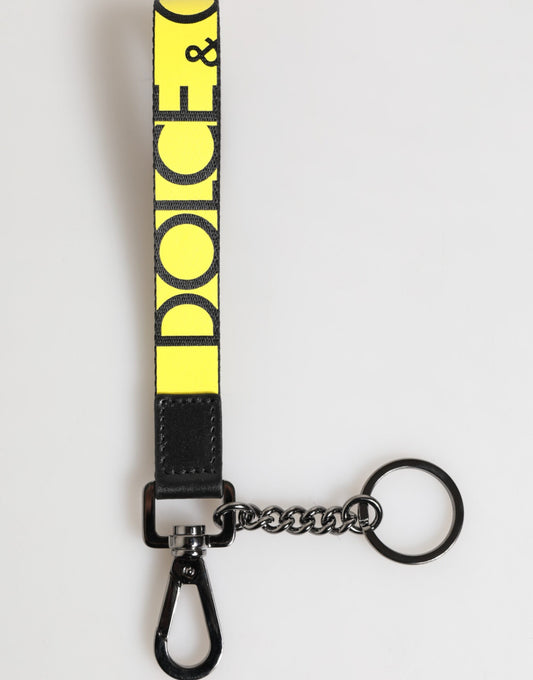 Yellow Logo Nylon Silver Brass Holder Keychain Keyring