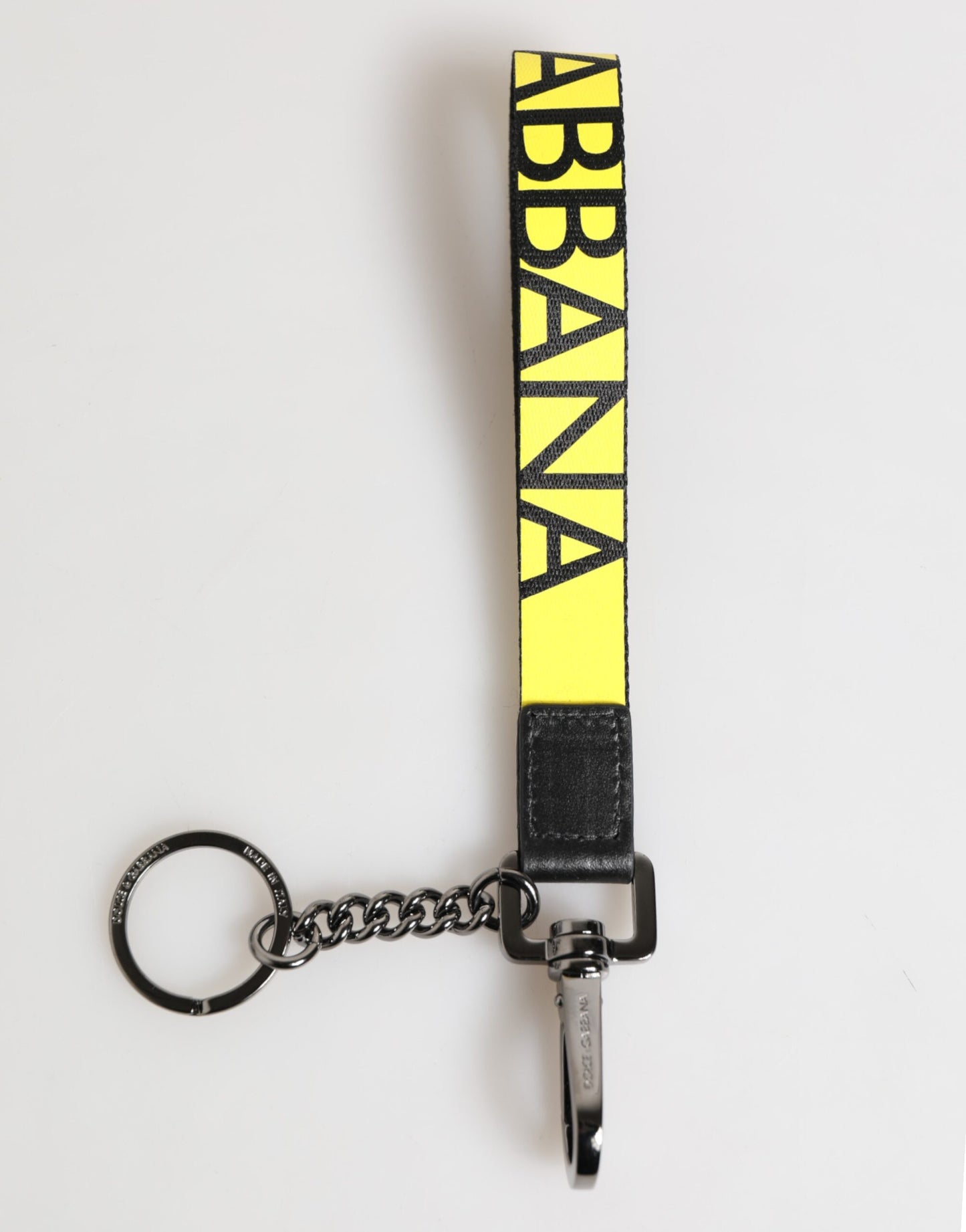 Yellow Logo Nylon Silver Brass Holder Keychain Keyring
