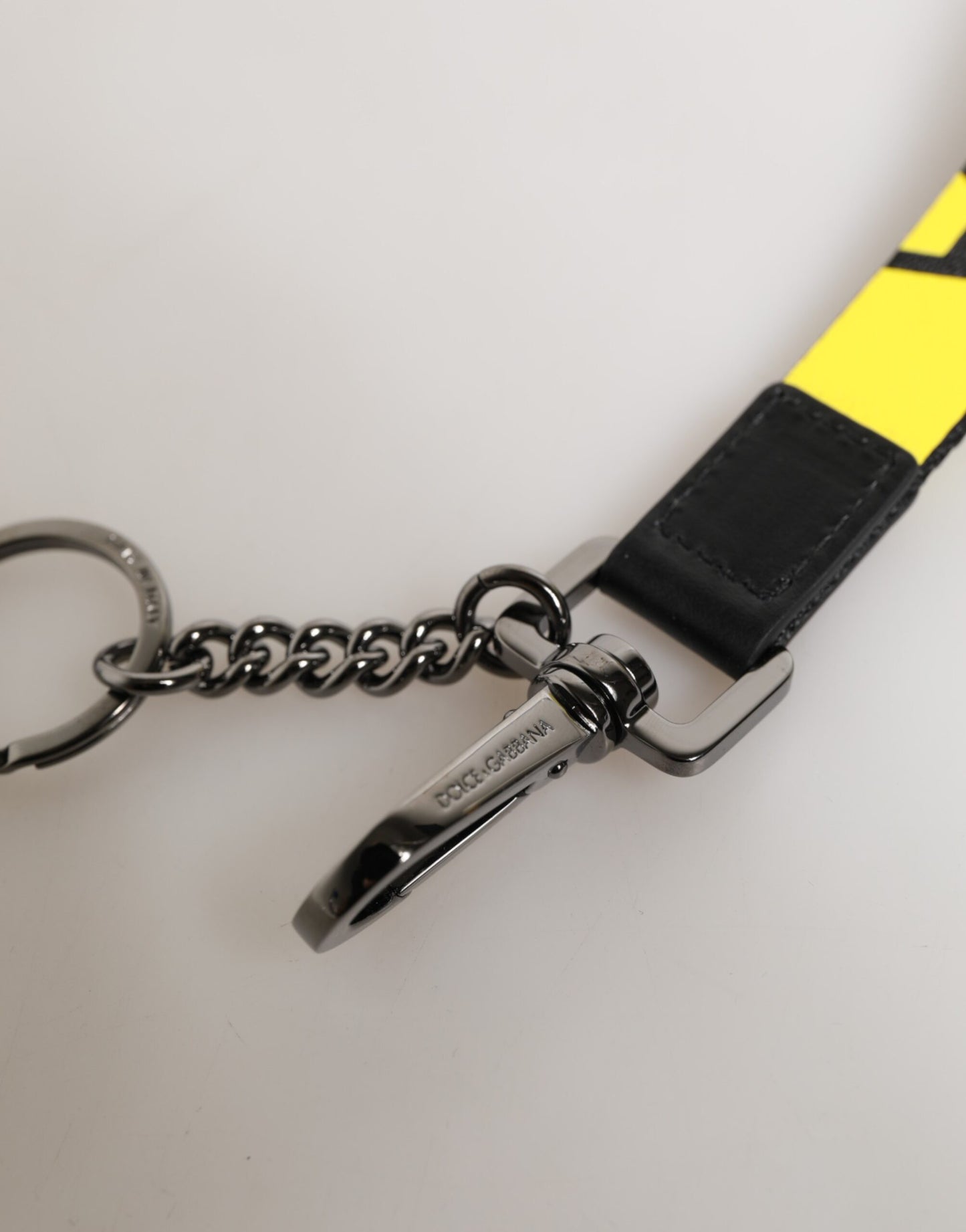 Yellow Logo Nylon Silver Brass Holder Keychain Keyring