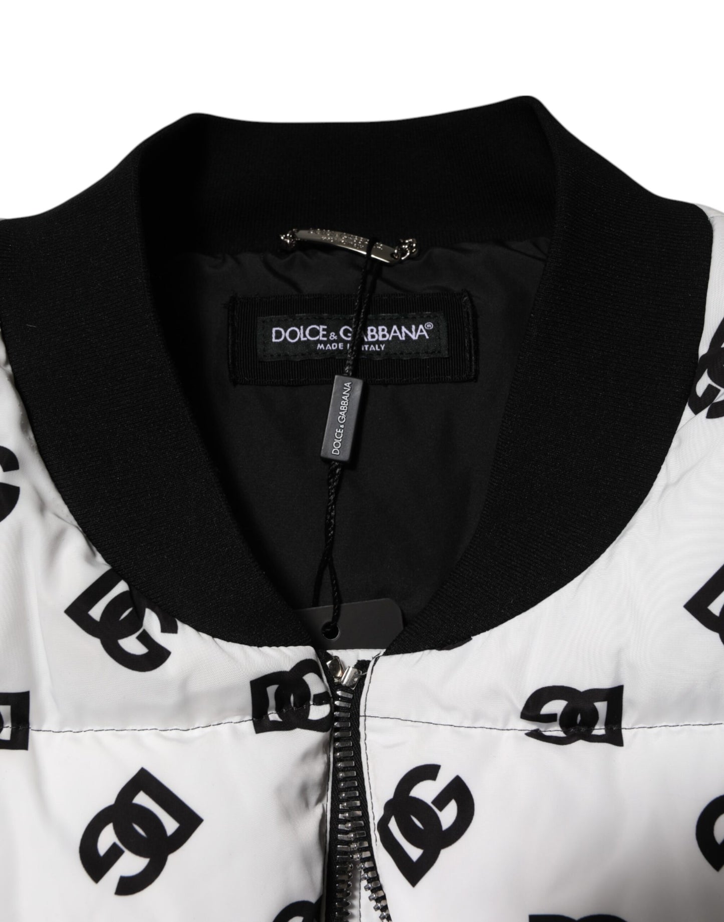 Dolce & Gabbana White DG Monogram Full Zip Quilted Jacket