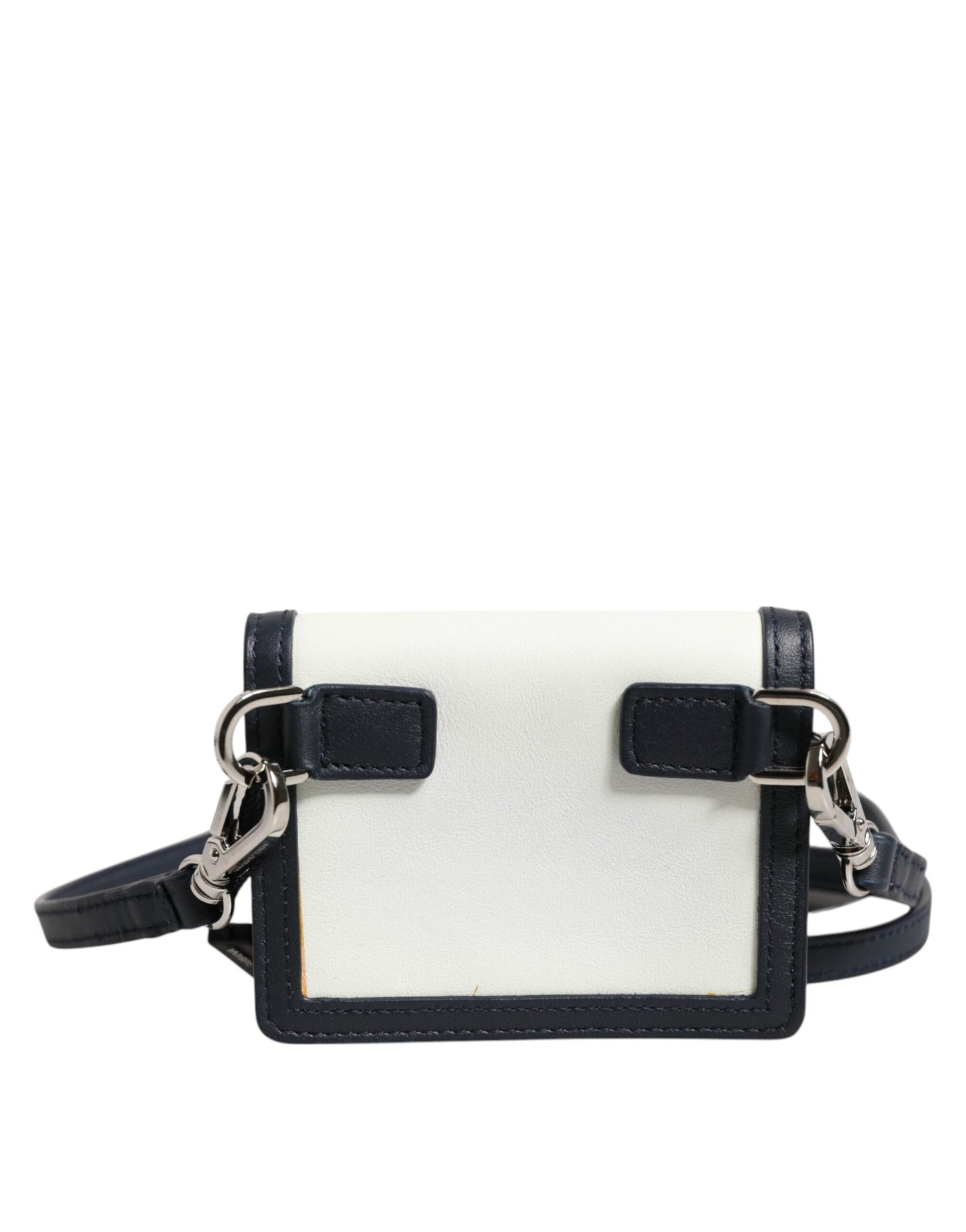 Beige Black Leather Card Holder Crossbody Men Borse Bag