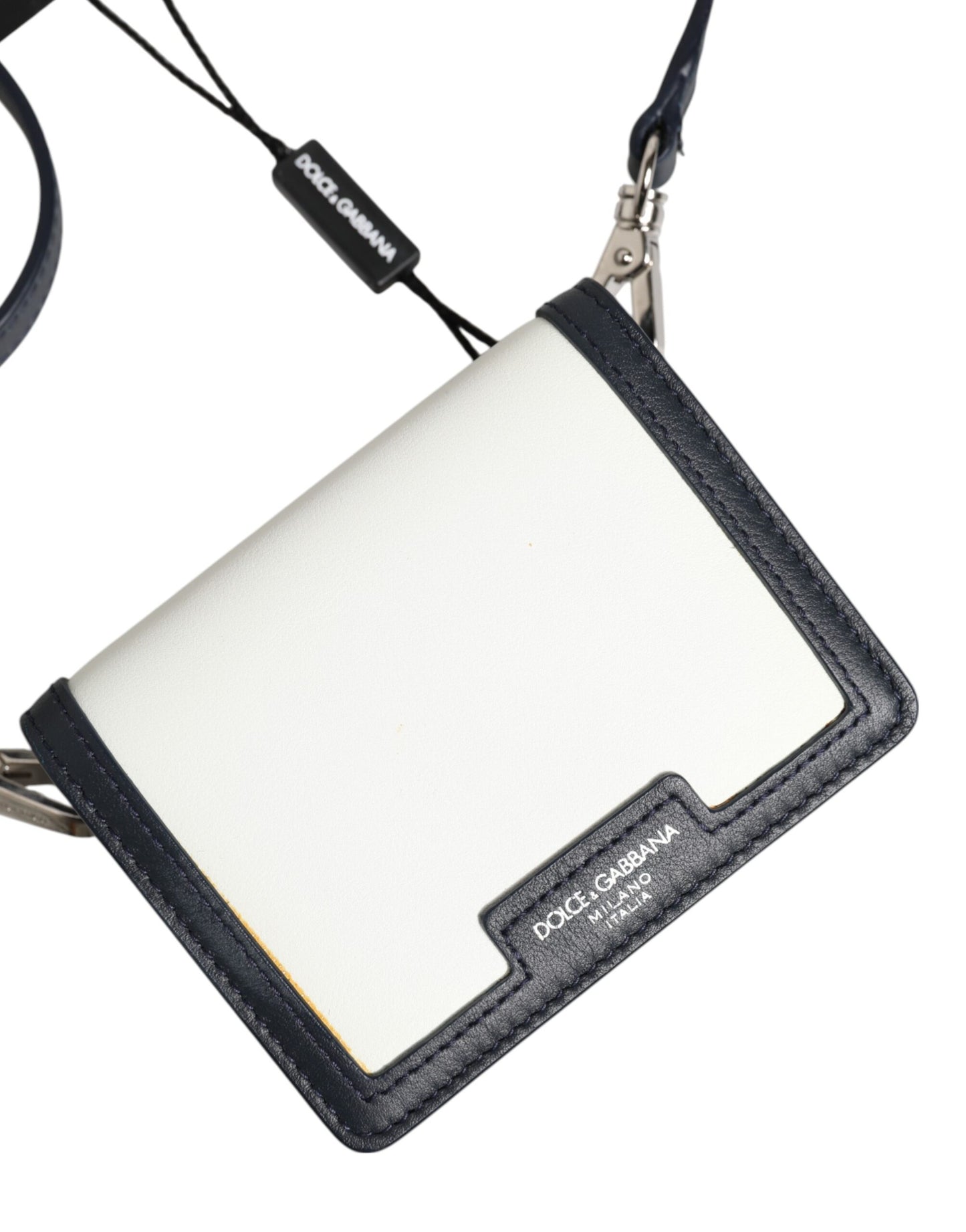 Beige Black Leather Card Holder Crossbody Men Borse Bag