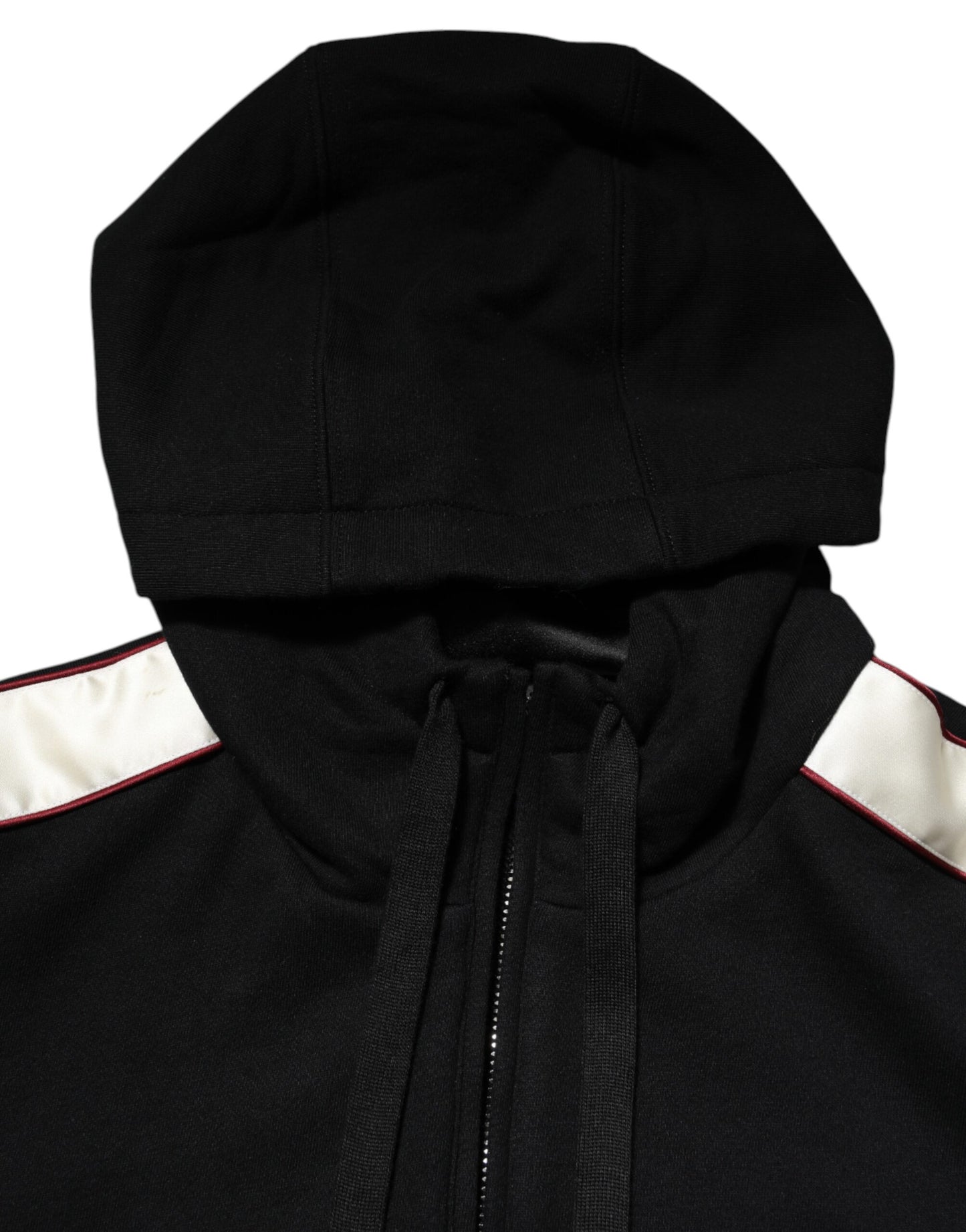 Black Cotton Plaque Track Cardigan Sweater