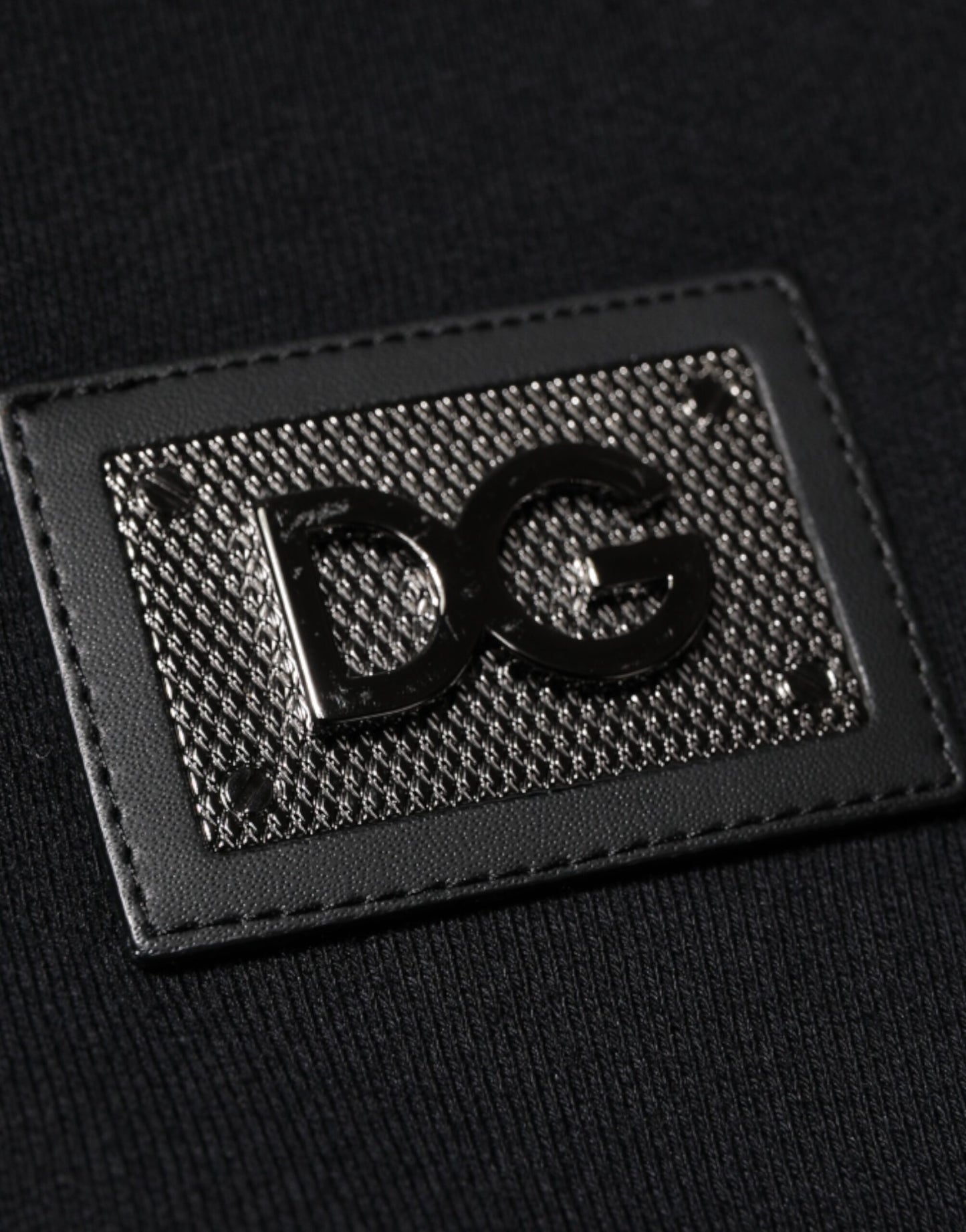 Black Cotton Plaque Track Cardigan Sweater