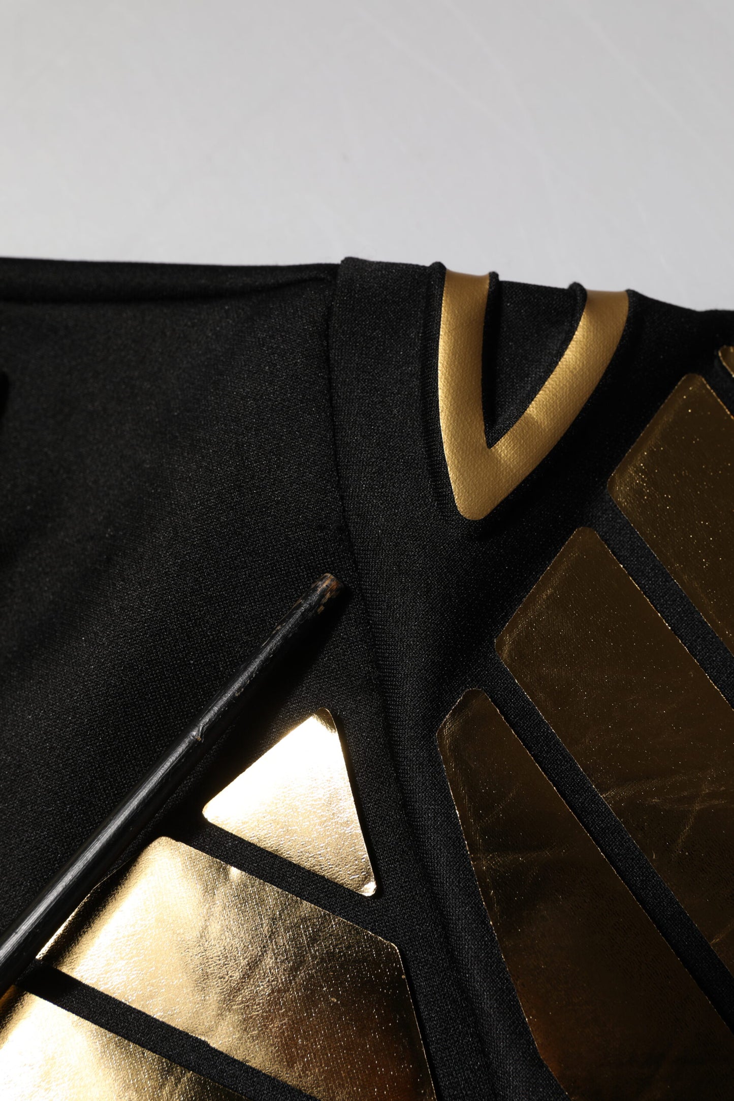 Black Metallic Print Nylon Crewneck T-shirt