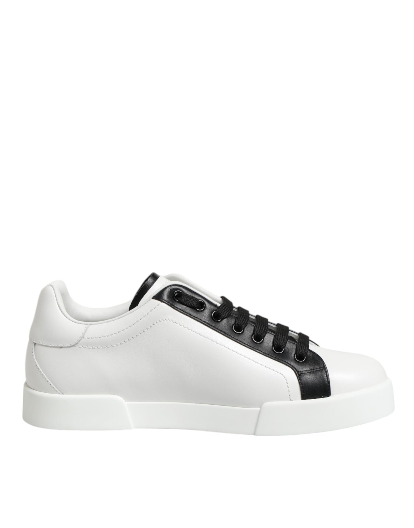 Black White Leather Portofino Sneaker Shoes