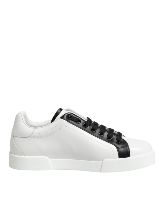 Black White Leather Portofino Sneaker Shoes