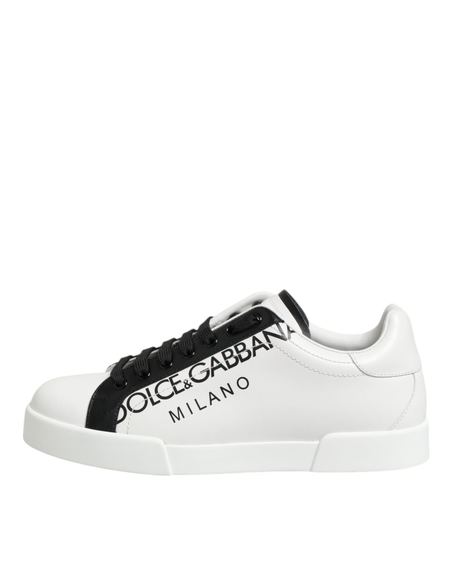 Black White Leather Portofino Sneaker Shoes