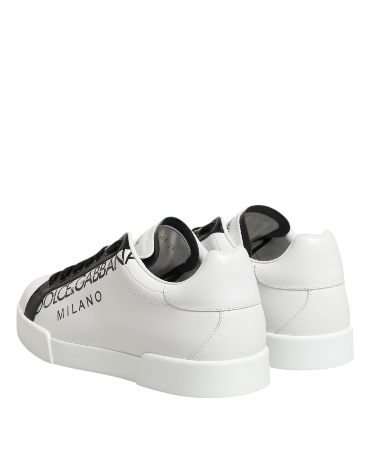 Black White Leather Portofino Sneaker Shoes