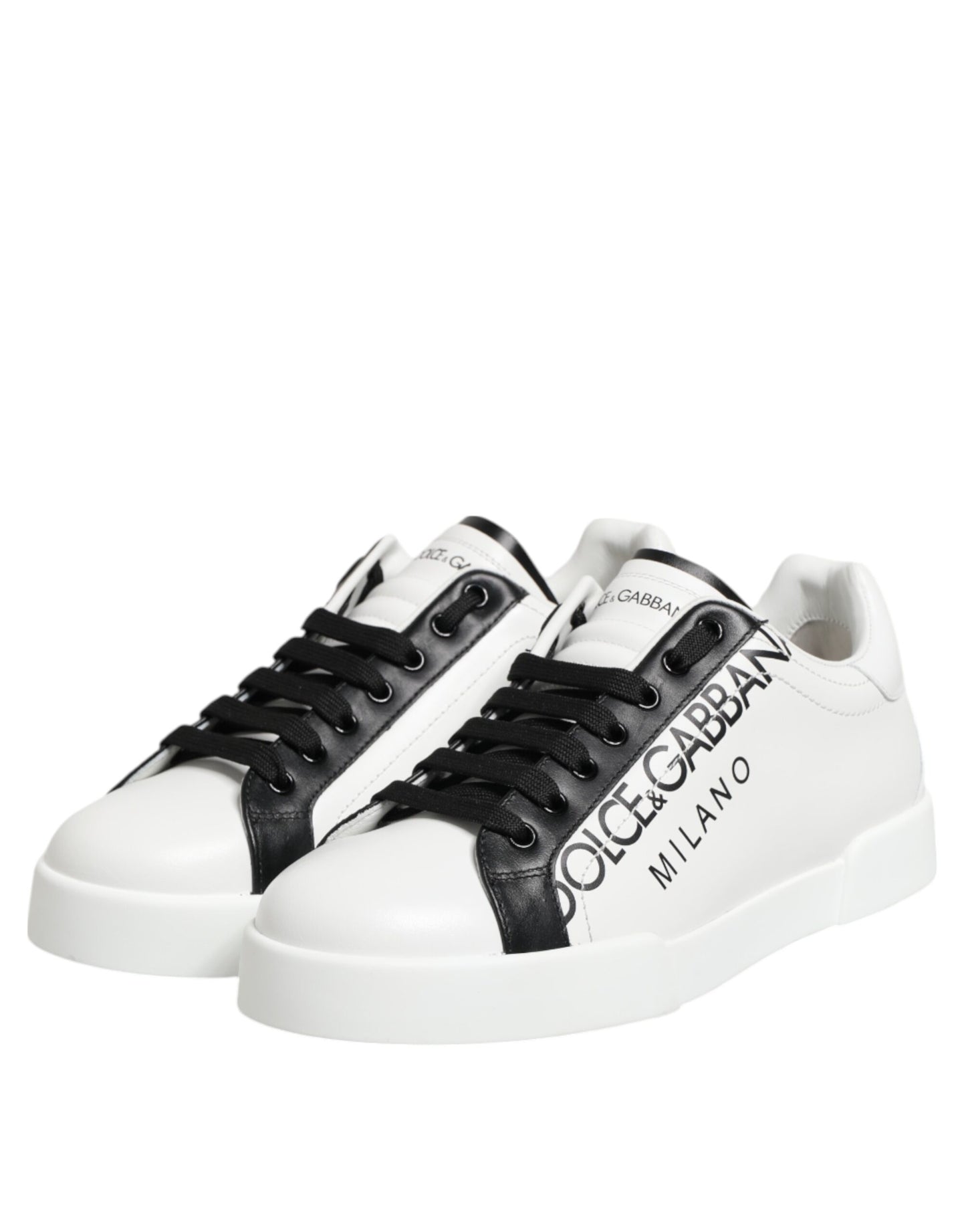 Black White Leather Portofino Sneaker Shoes