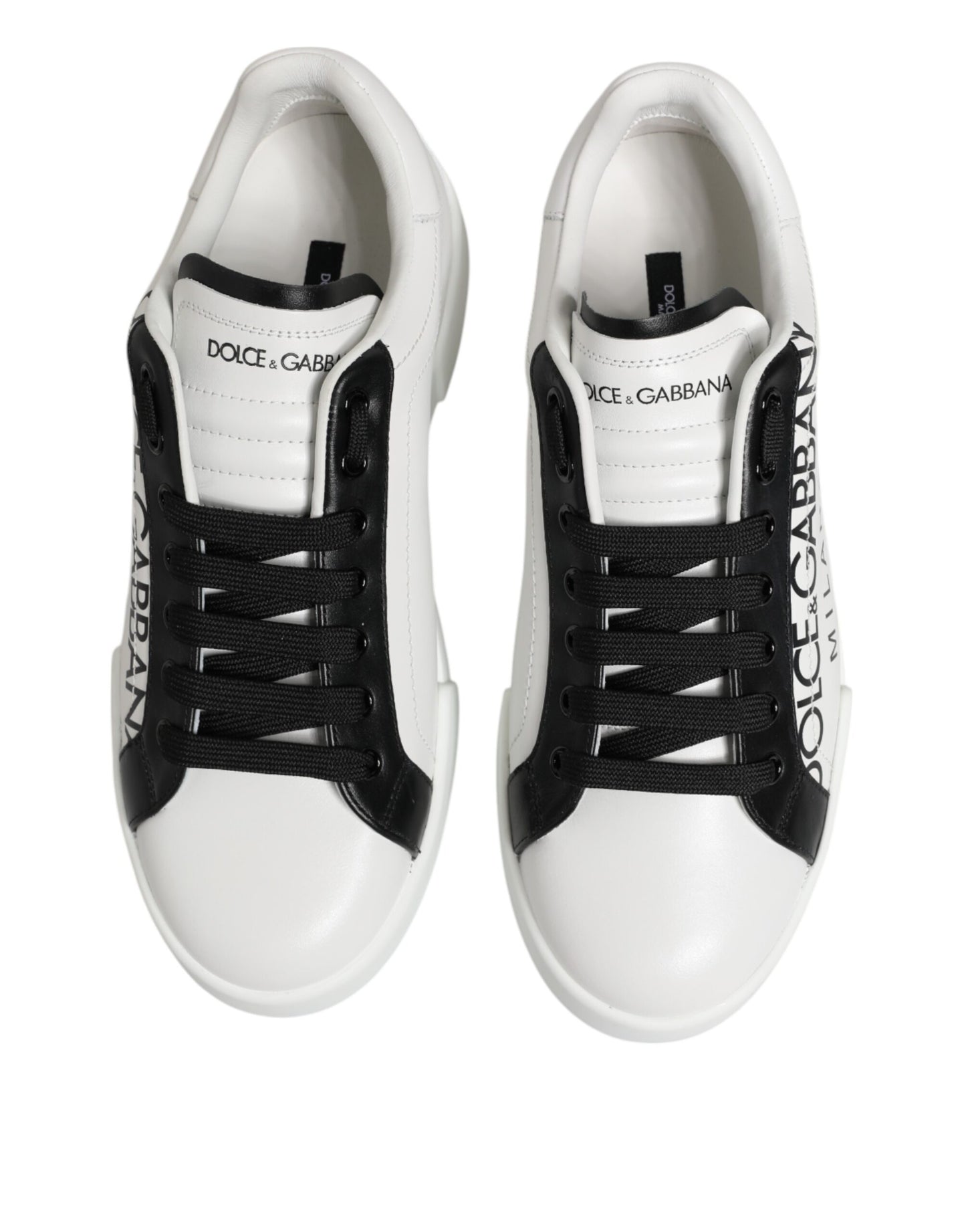 Black White Leather Portofino Sneaker Shoes
