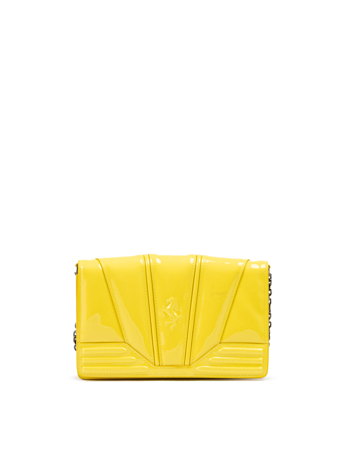 Yellow GT patent leather bag with chain