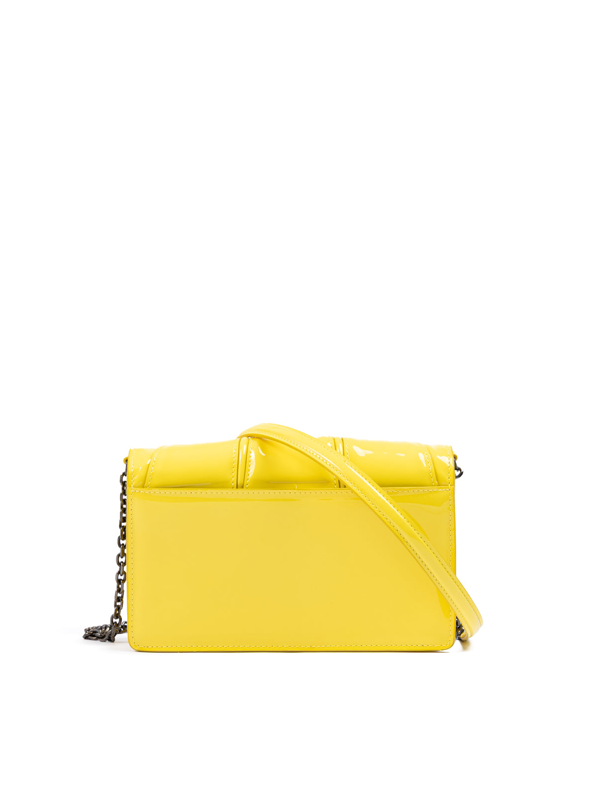 Yellow GT patent leather bag with chain