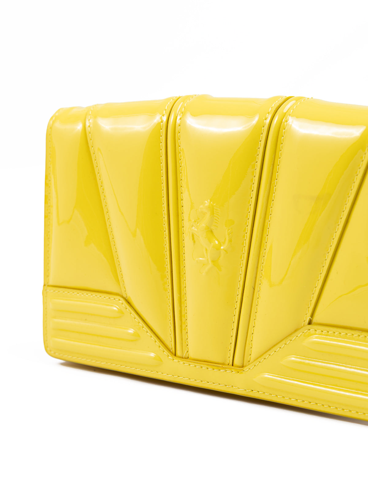 Yellow GT patent leather bag with chain