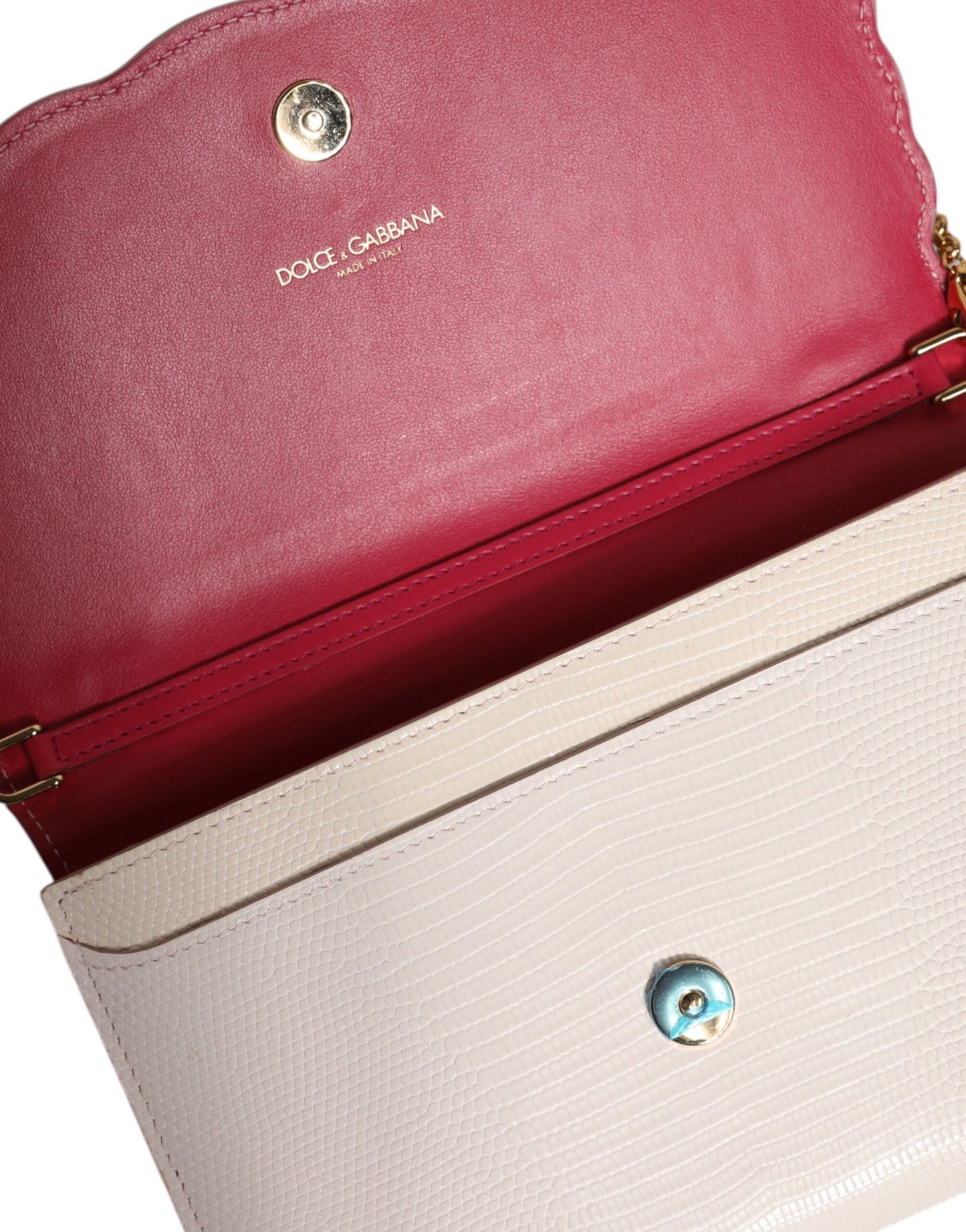 White Floral Leather Wallet Crossbody Gold Chain Bag