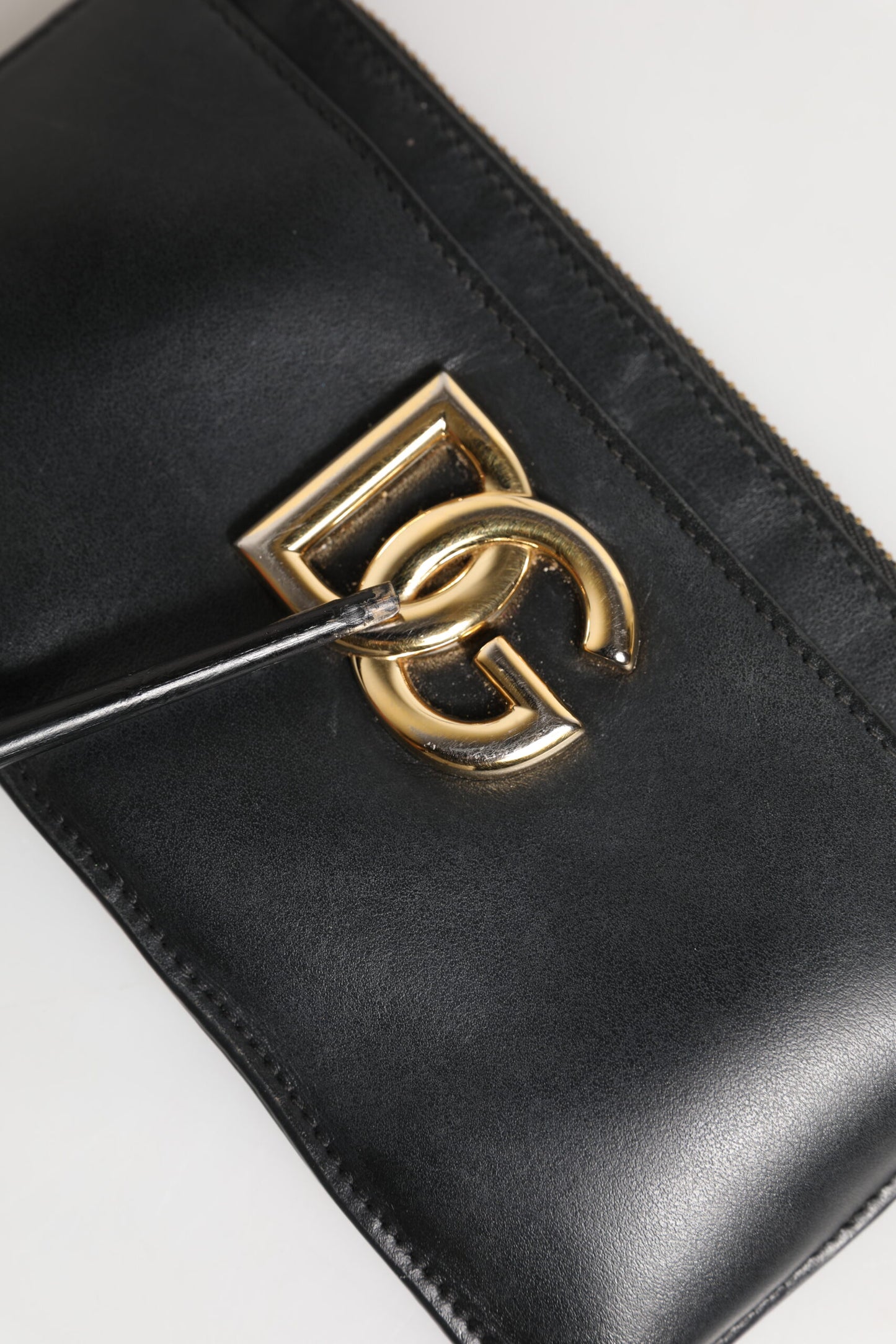 Black Calfskin Leather DG Logo Women Card Holder Wallet