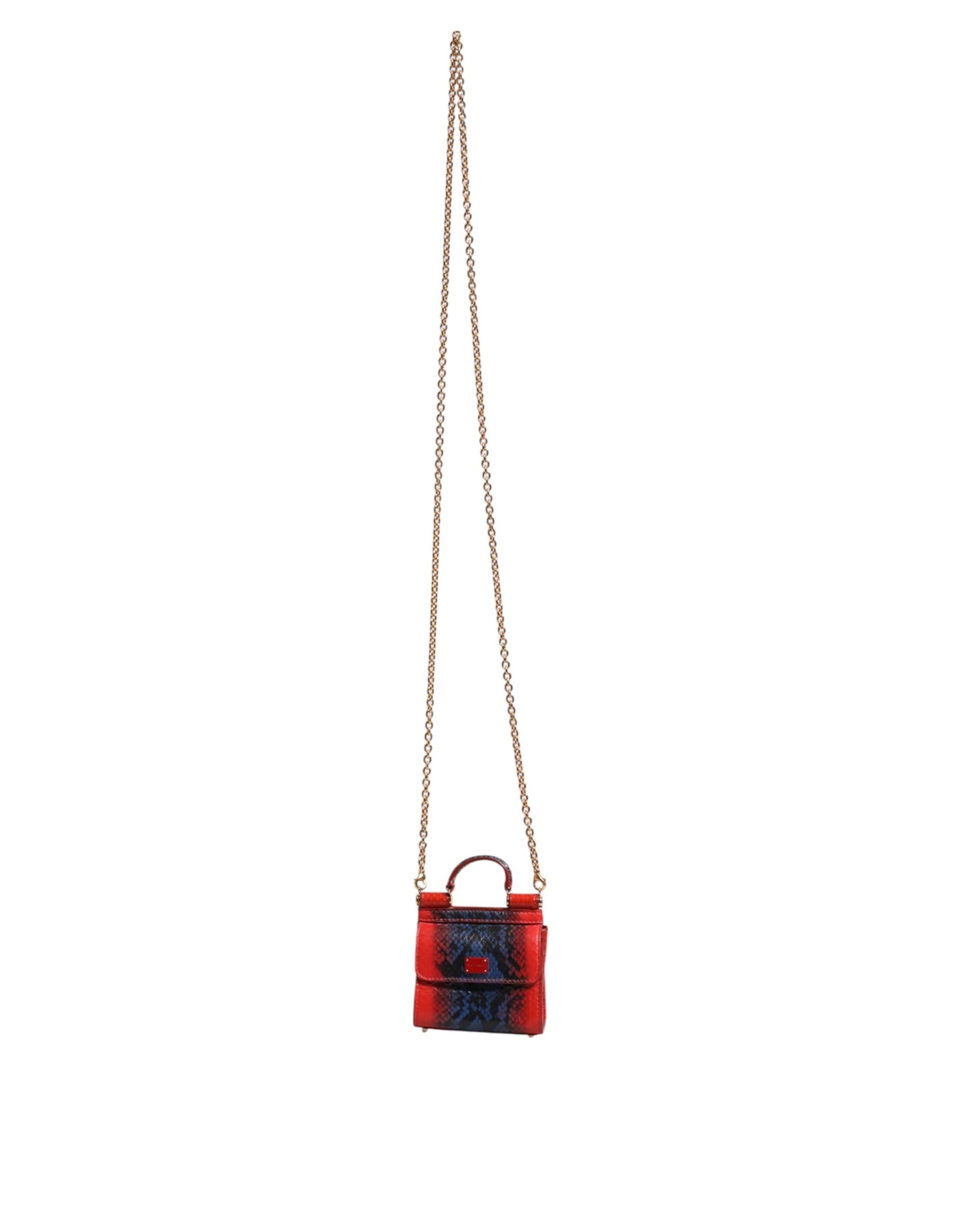 Red Blue Leather Sicily Crossbody Chain SatchelBorse Bag