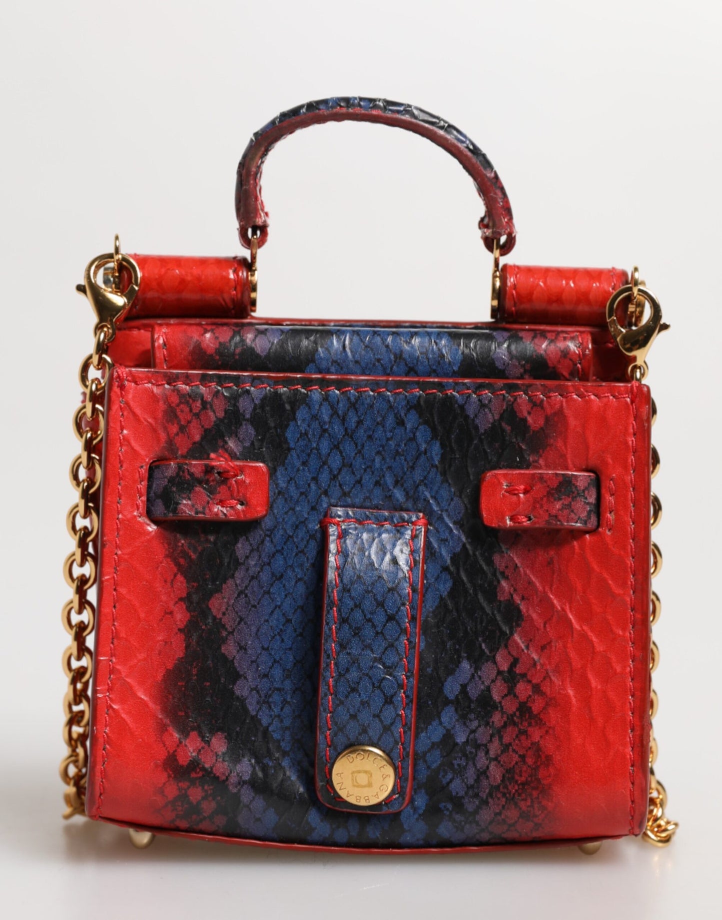 Red Blue Leather Sicily Crossbody Chain SatchelBorse Bag
