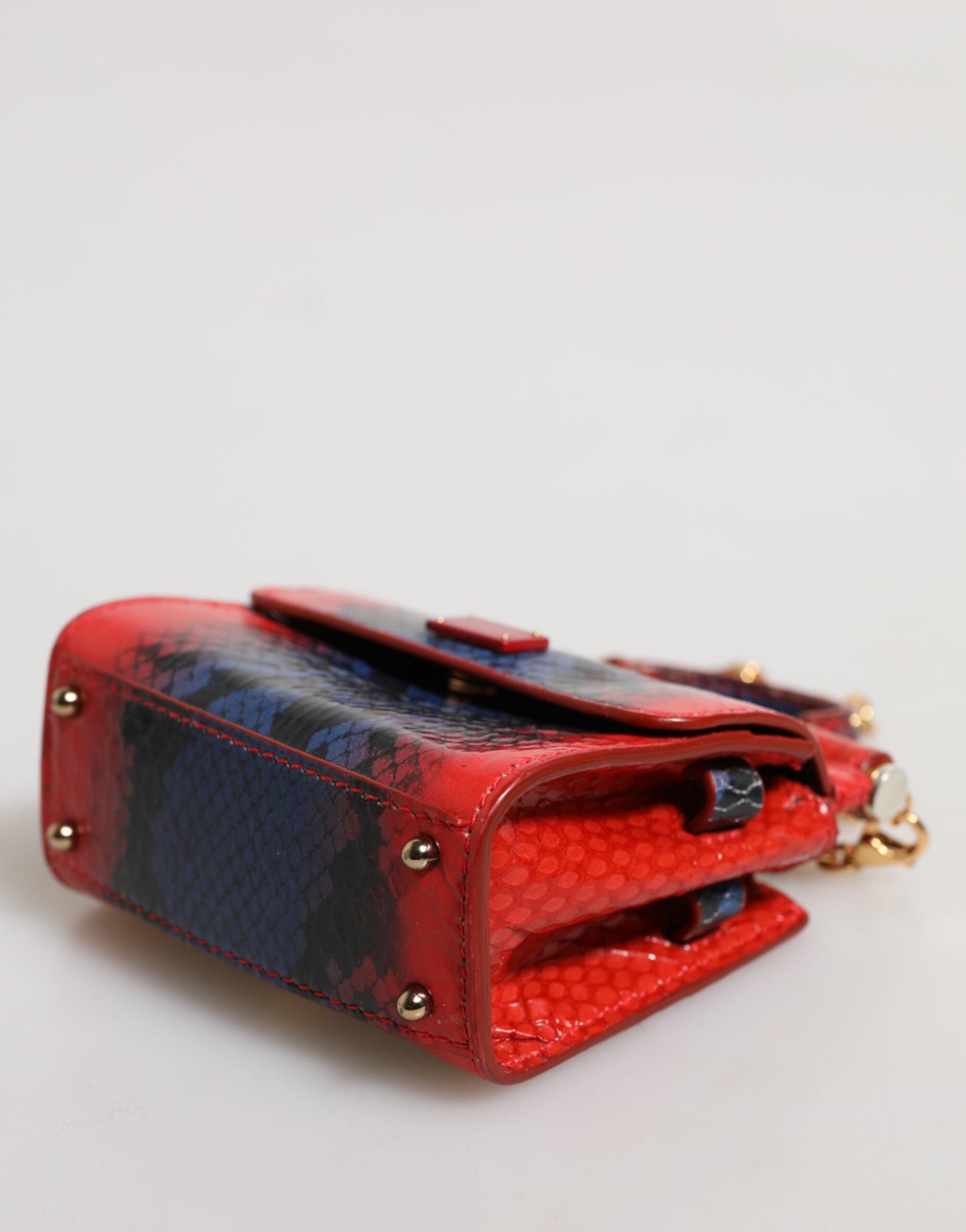 Red Blue Leather Sicily Crossbody Chain SatchelBorse Bag