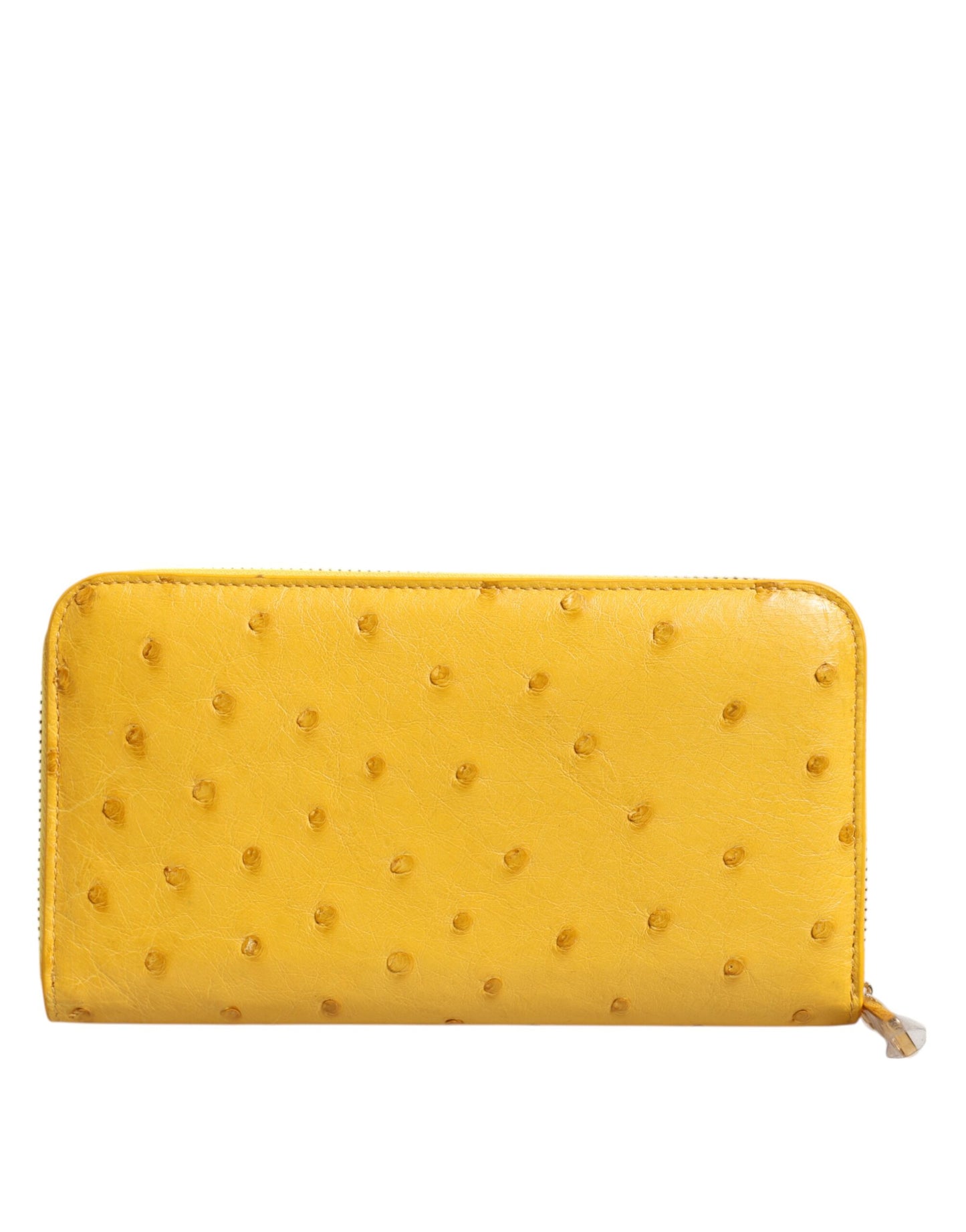 Yellow Leather Logo Plaque Zip Around Continental Wallet