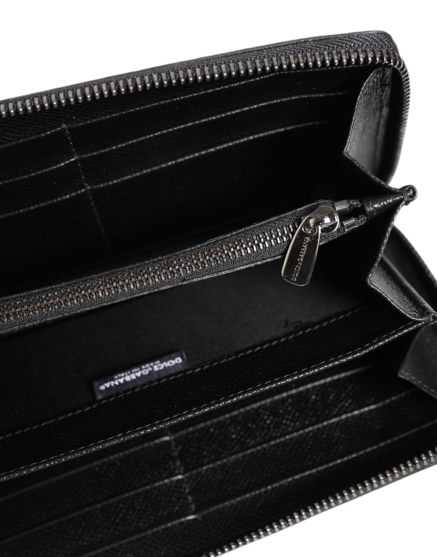 Dolce & Gabbana Black Gray Leopard Leather Zip Around Continental Wallet