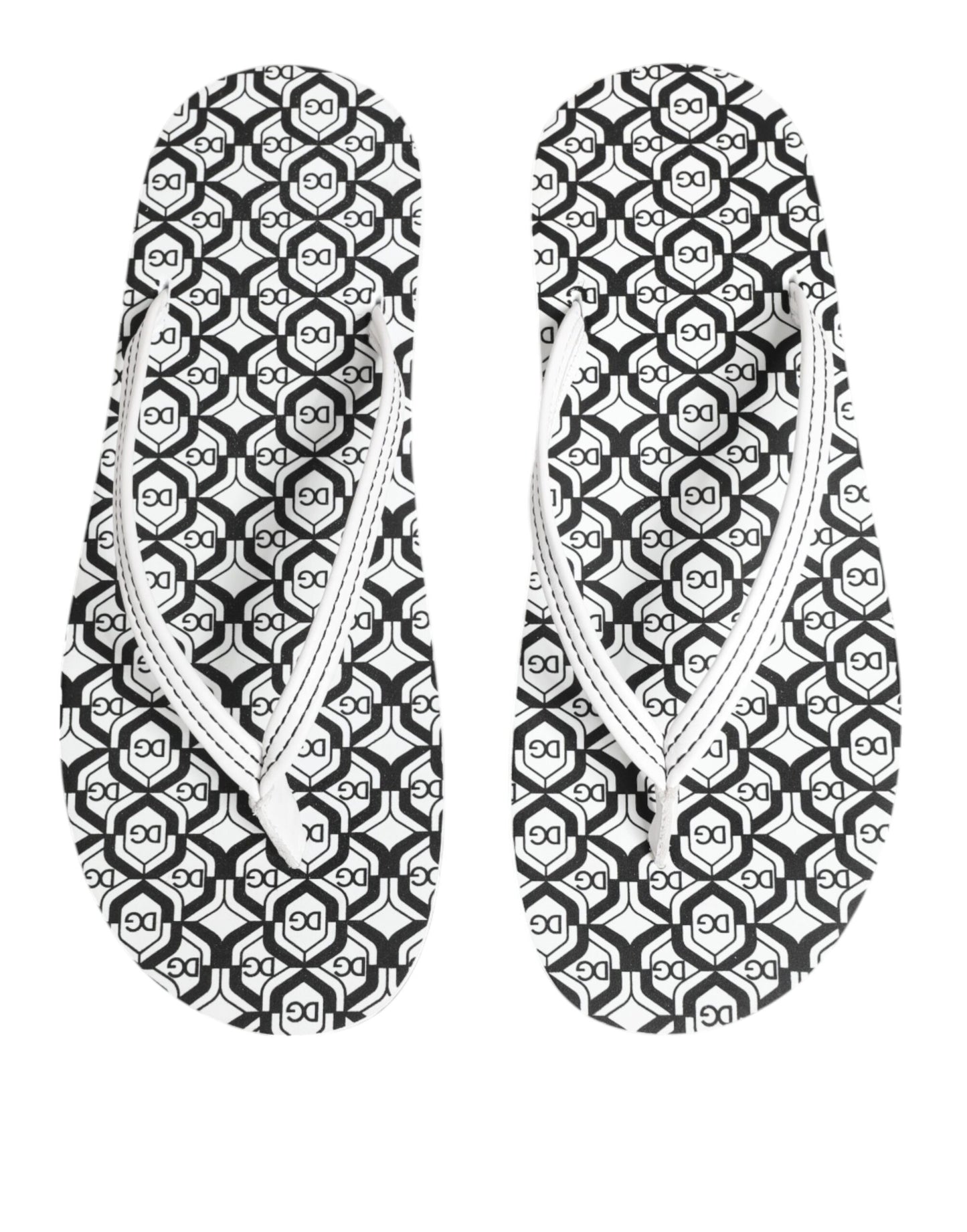 Dolce & Gabbana Black White Logo Beachwear Flats Slipper Shoes