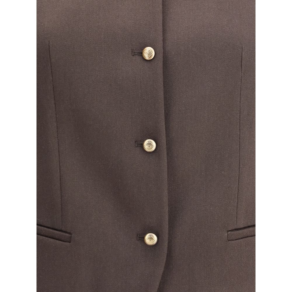 Single-breasted hemp and viscose Vest